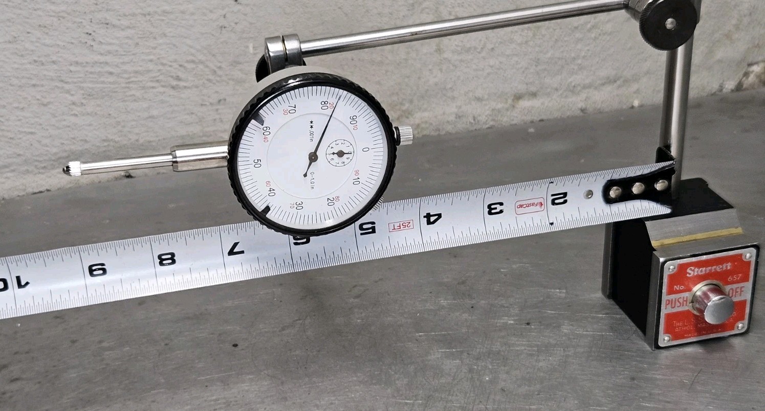 Starrett No. 657AA magnetic base + 1" dial indicator - micrometer - caliper