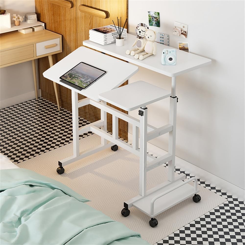 Mobile Standing Desk Portable Computer Standing Table Adjustable Height on Wheel