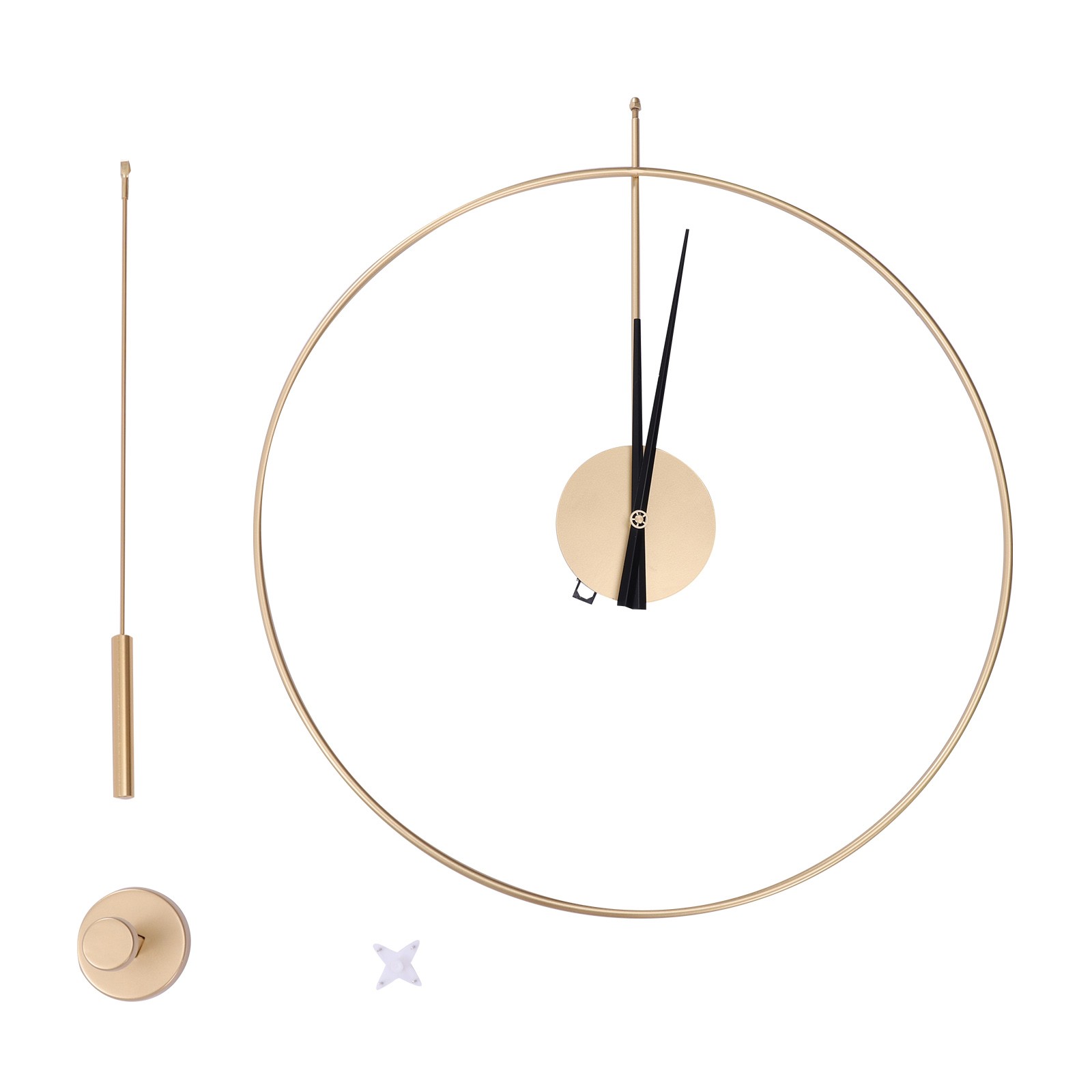 Wall-mounted Clock Hollow Design Accurate Timekeeping W/ Pendulum Gold Gift