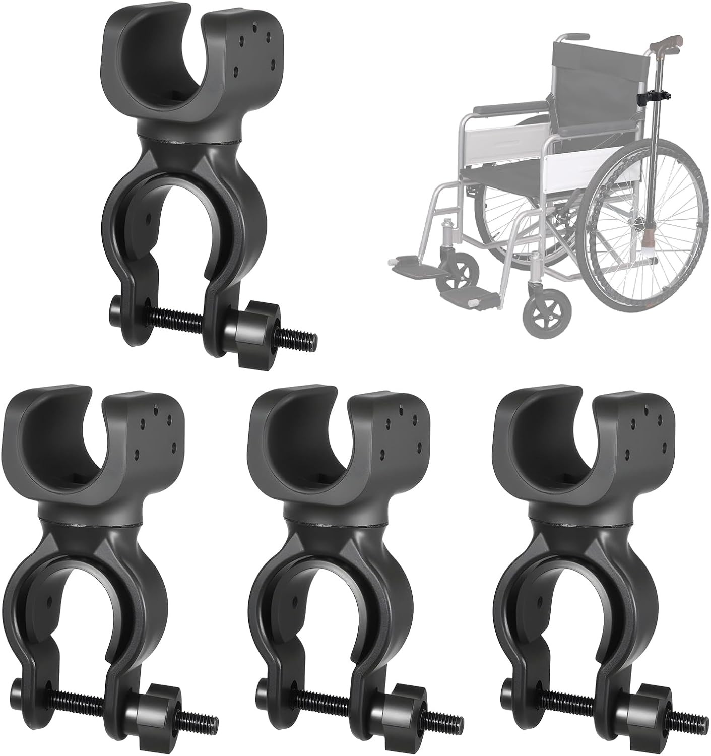 4 Pcs Cane Holder for Walker, Universal Walking Stick Holders for Wheelchair Wal