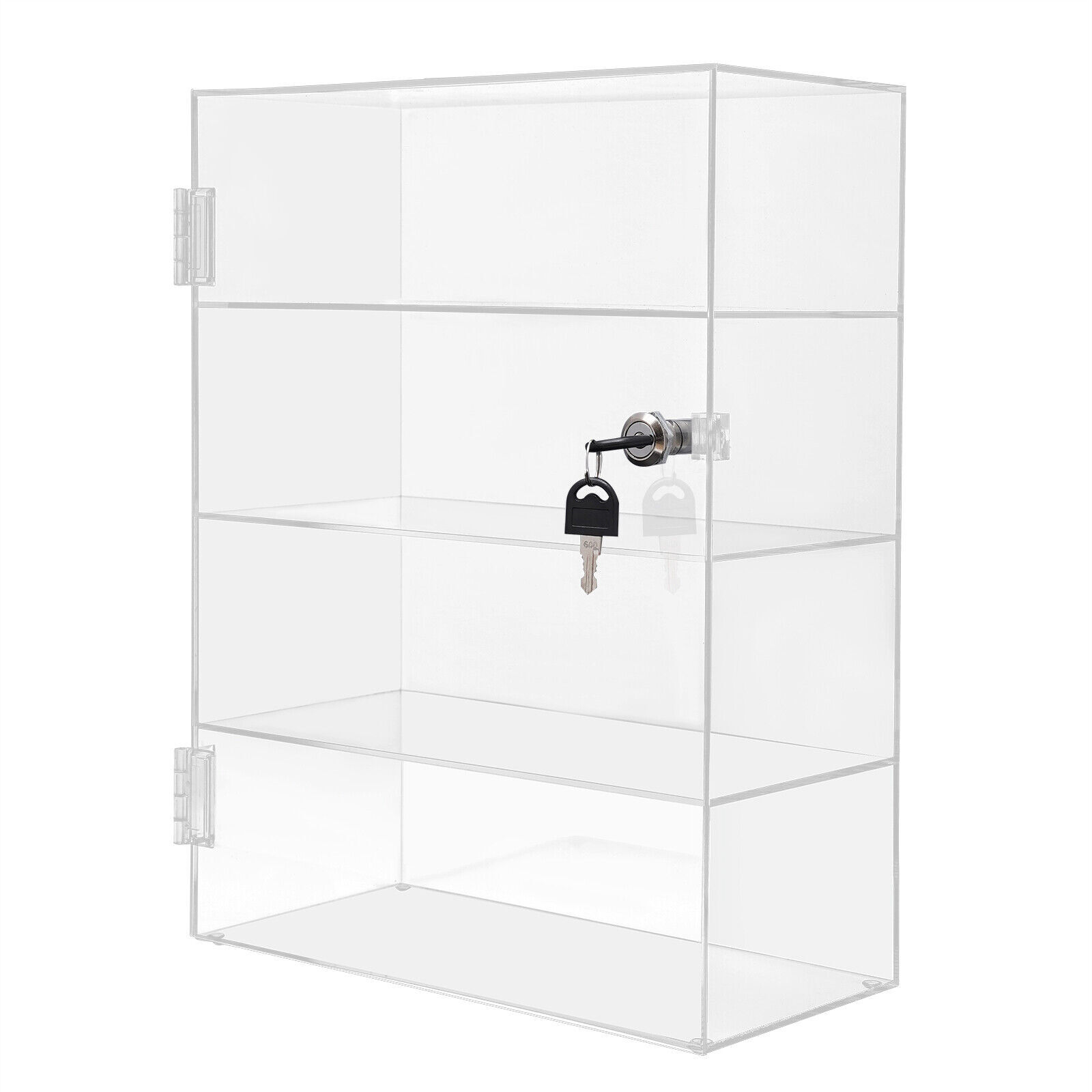 4-Layer Clear Acrylic Display Case 30 × 15 × 40 cm Lockable Countertop Showcase