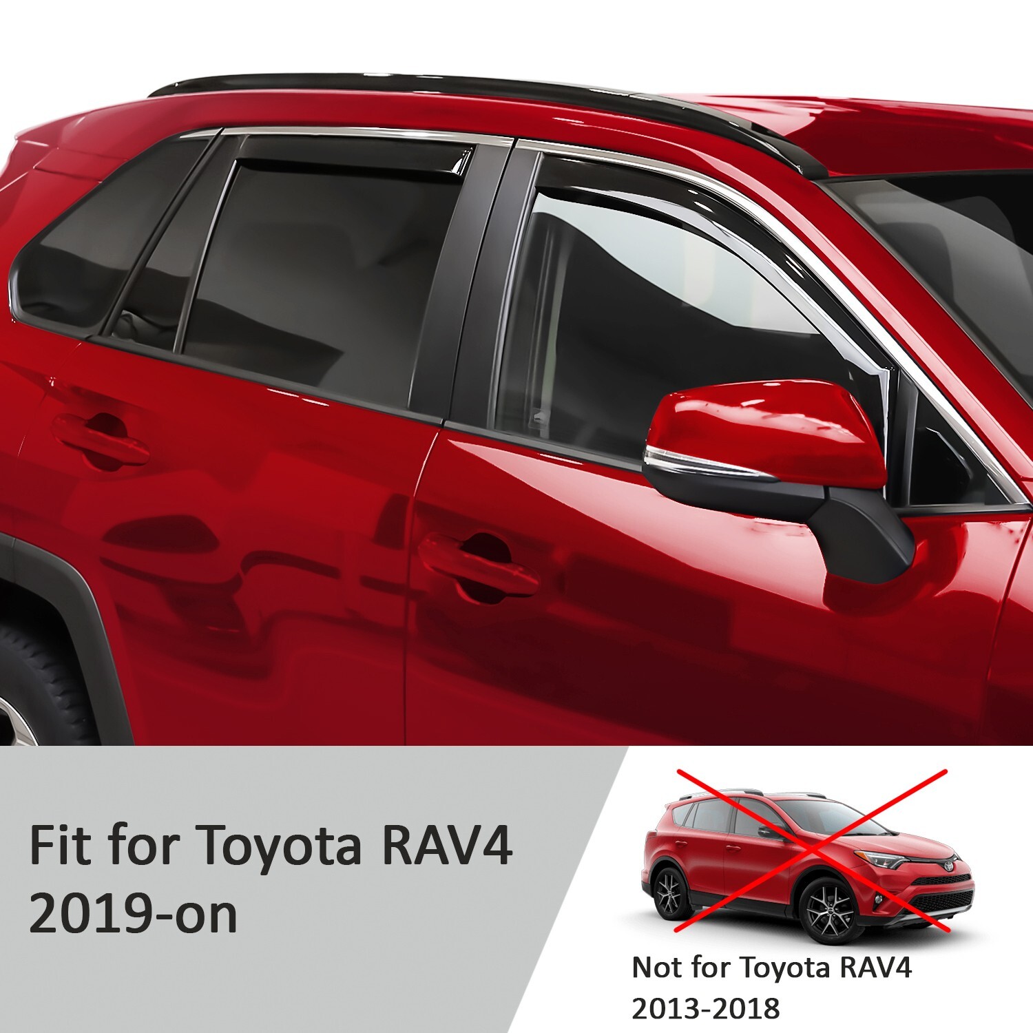 Sun Rain Visors Wind Rain Guards for 2019-2024 Toyota RAV4 SHATTERPROOF