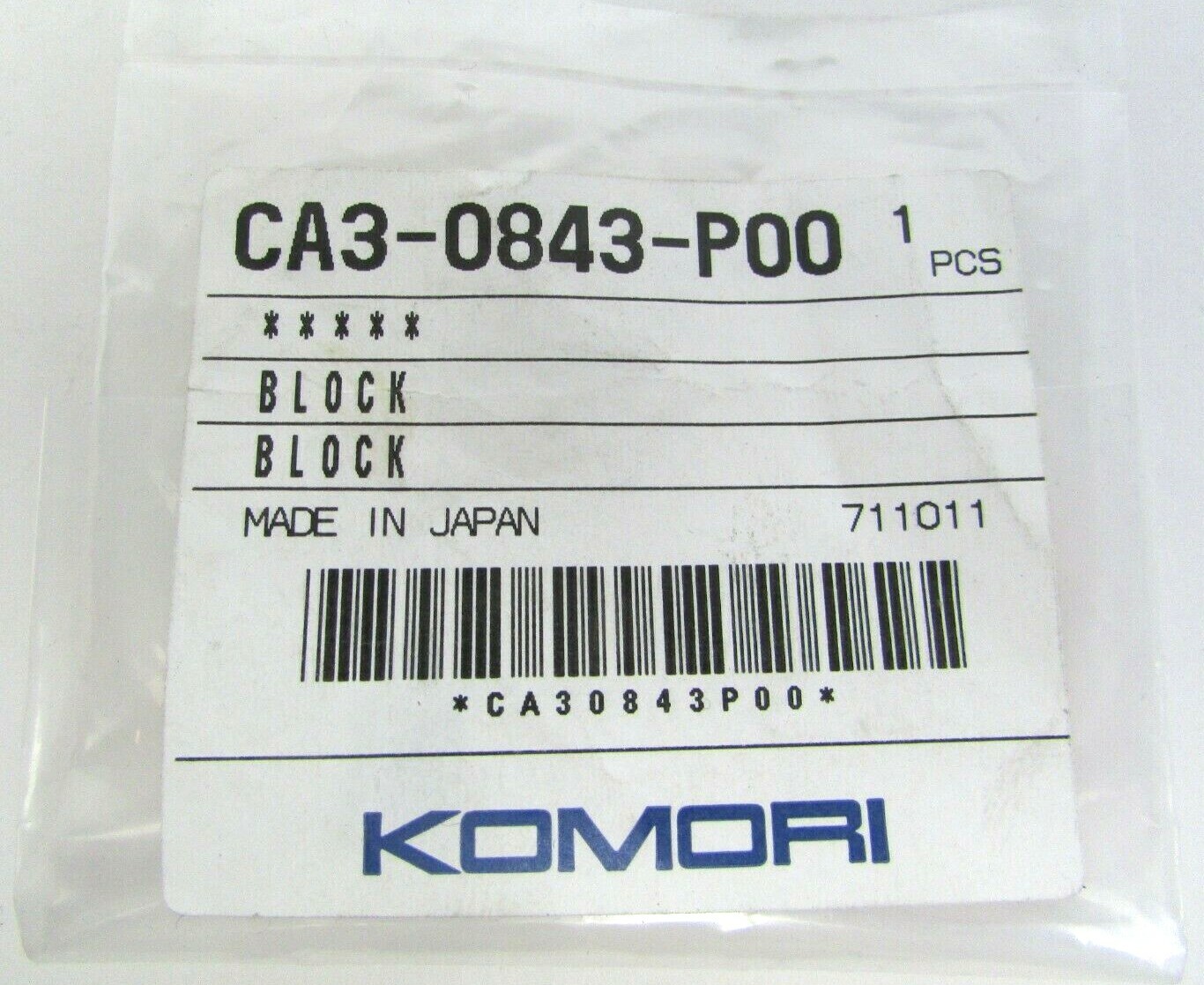 NEW Genuine OEM Komori Block CA3-0843-P00 Offset Printing Press Part Printer