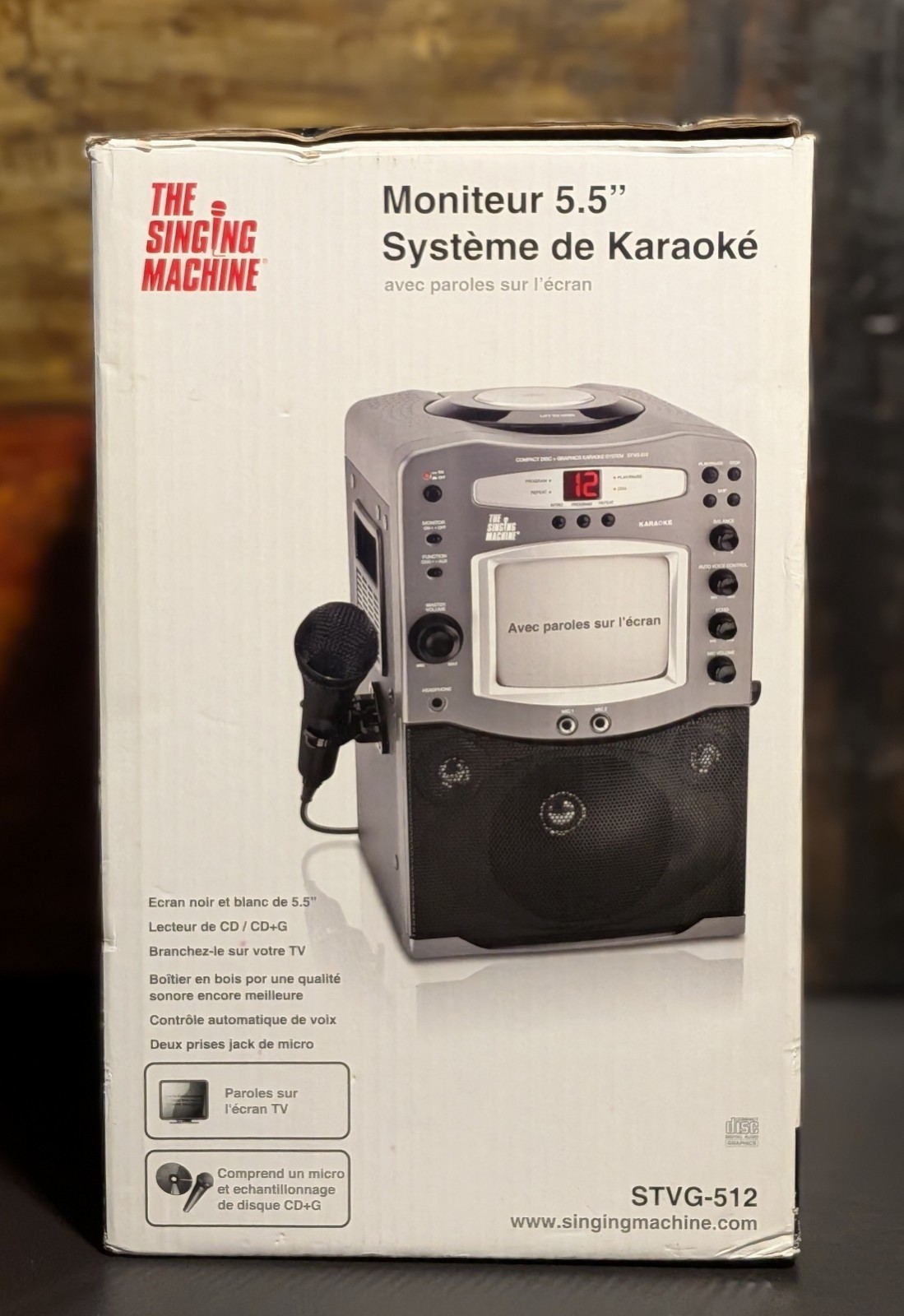 The Singing Machine STVG-512 Karaoke System w/ 5.5" Screen & Microphone - NOB