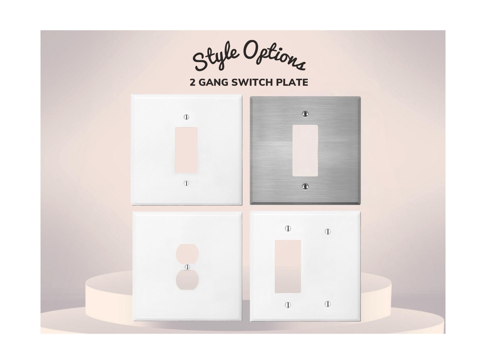 Oversized Metal Light Switch Plate 5.5” Jumbo 2 Gang | White Extra Large D