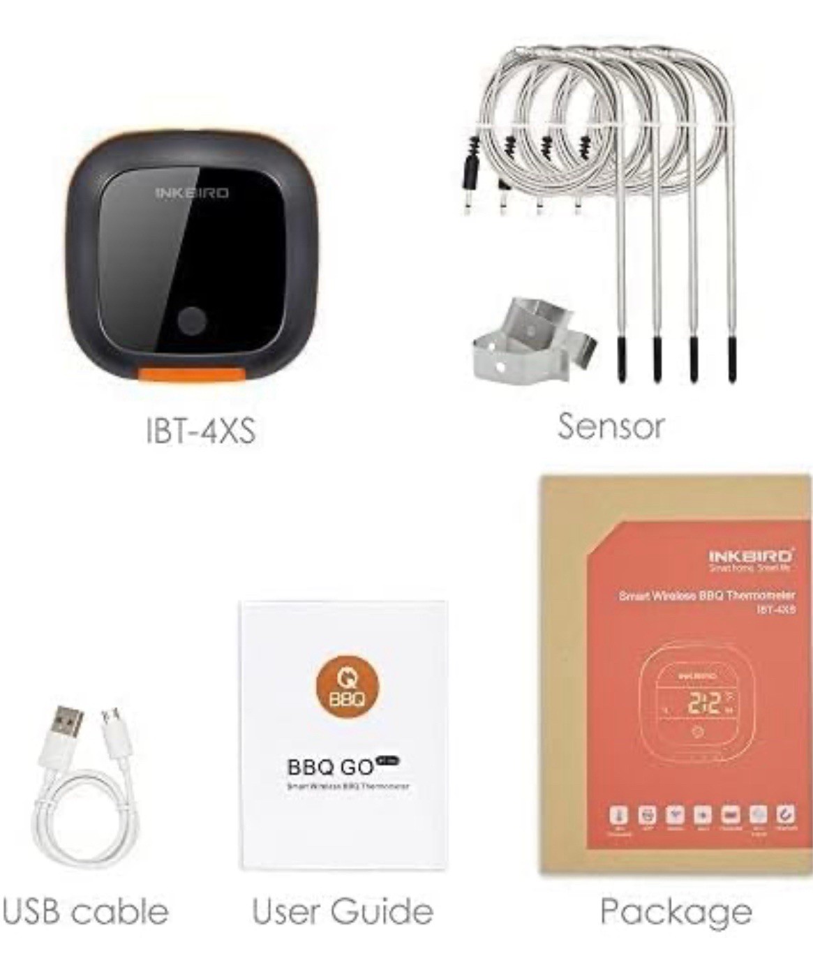 Inkbird Bluetooth Digital Wireless Meat Thermometer with 4 Probes Timer