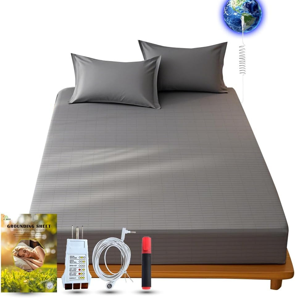 King Size Earthing Grounding Sheet - Cotton & Silver for Restful Sleep