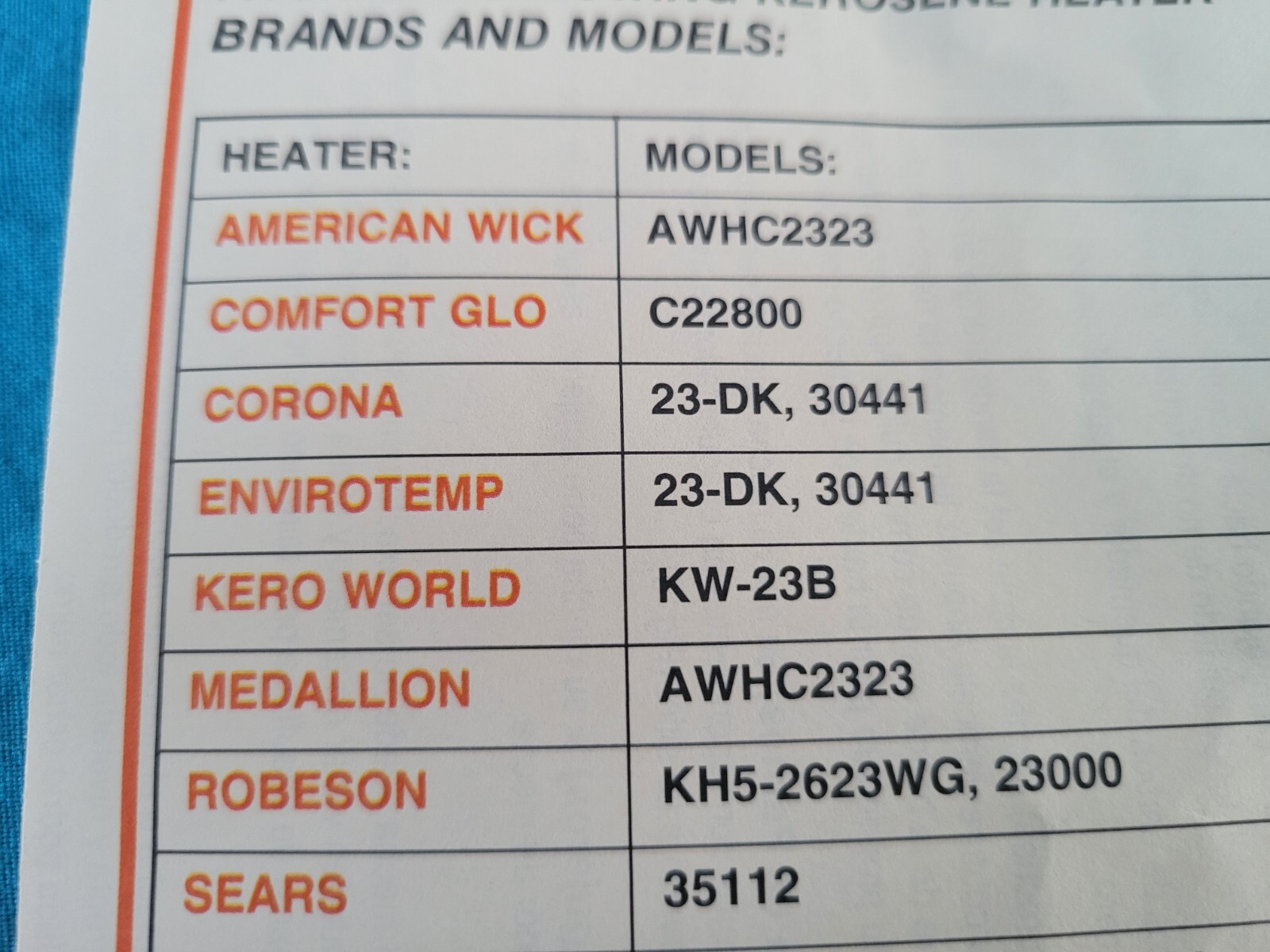 ENVIROTEMP 23-DK, 30441 KEROSENE HEATER WICK, *IGNITER, WICK CLEAN BRUSH &GUIDE