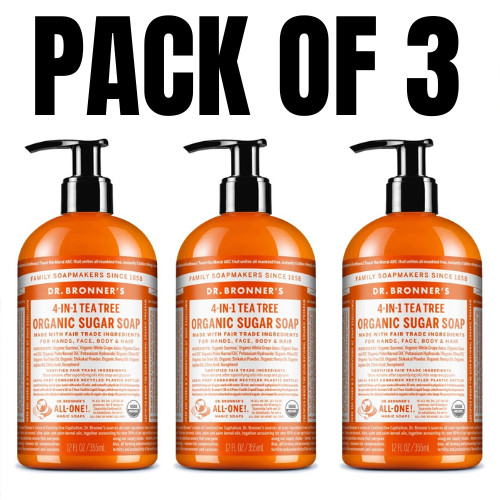 Dr. Bronner’s Pump Soap Tea Tree – 355 ml (Pack of 3)