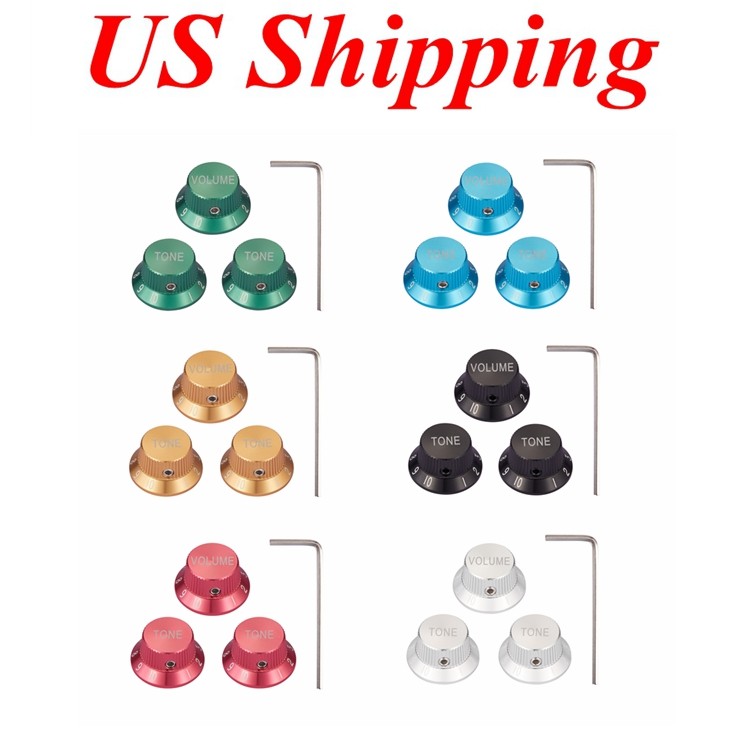 KAISH 1/4" Aluminium Metal Strat Knobs Volume Tone fits Strat/Ibanez/Yamaha/LP