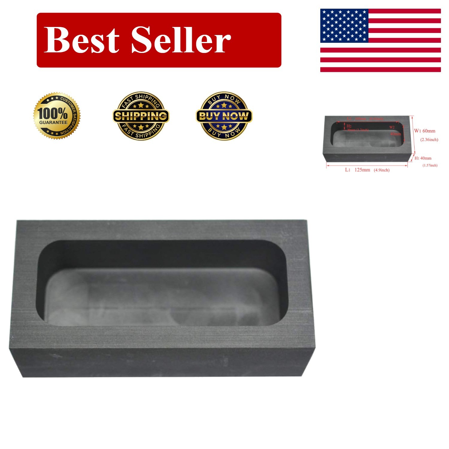 Versatile Graphite Ingot Mold for Gold and Silver - 2kg Size, Durable Design