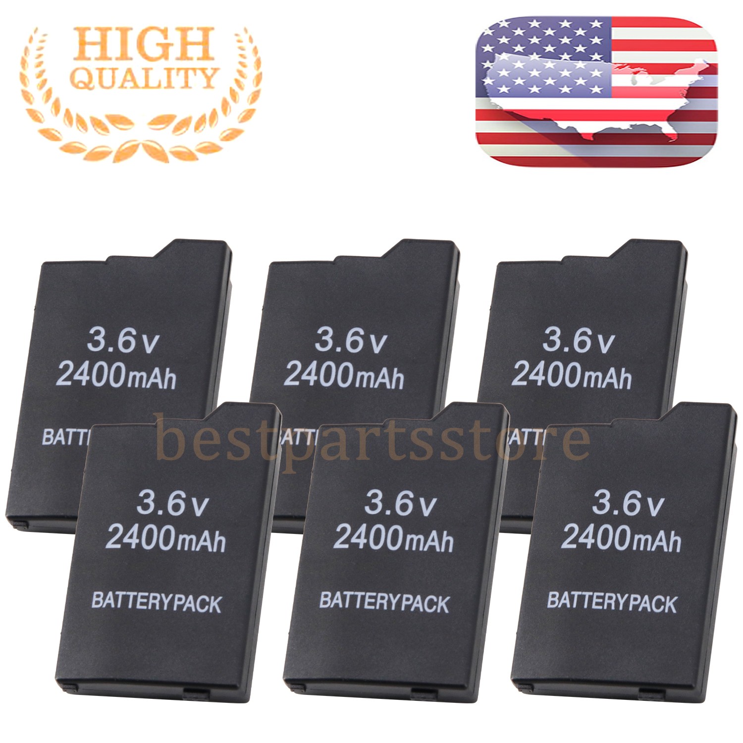 6 Rechargeable Replacement Battery 2400mAh 3.6V For Sony PSP Slim 2000 2001 3000