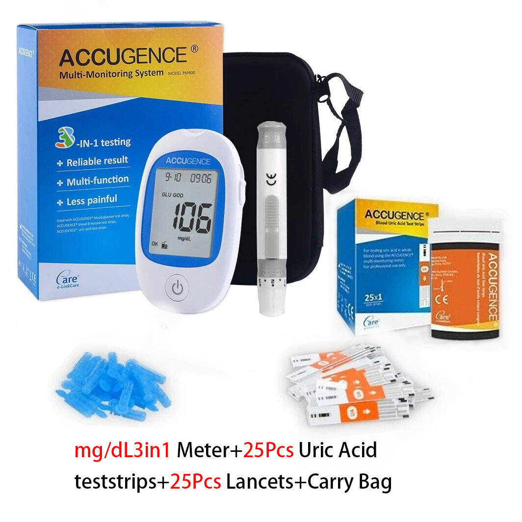 Uric Acid Meter Test Strip Blood Sugar uric acid test kit + 25 Test Strips jke