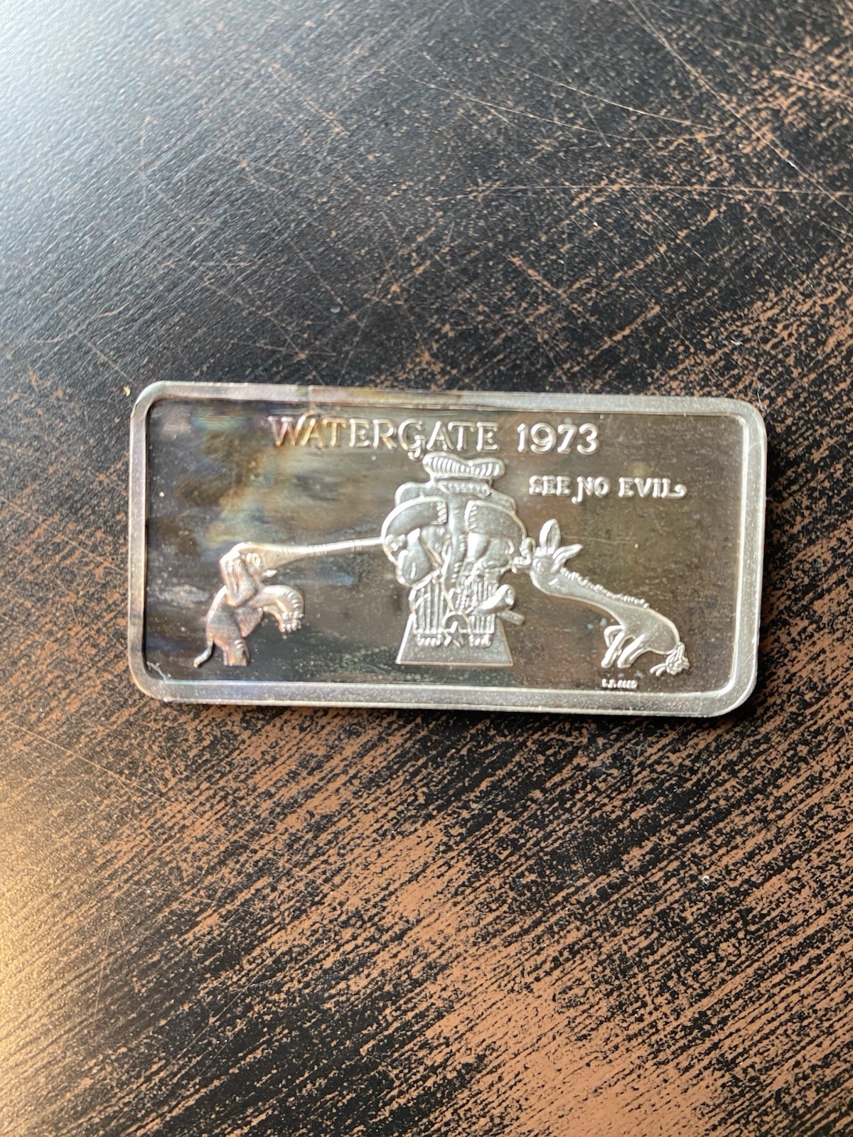 Aged E.J. Aleo & Co. Watergate 1973 Second Edition Silver Bar Set 1 oz .999 Fine