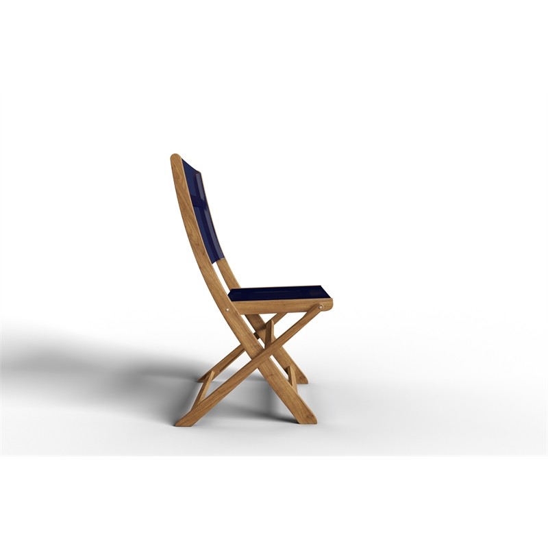 Lucas Teak Outdoor Folding Chair in Blue