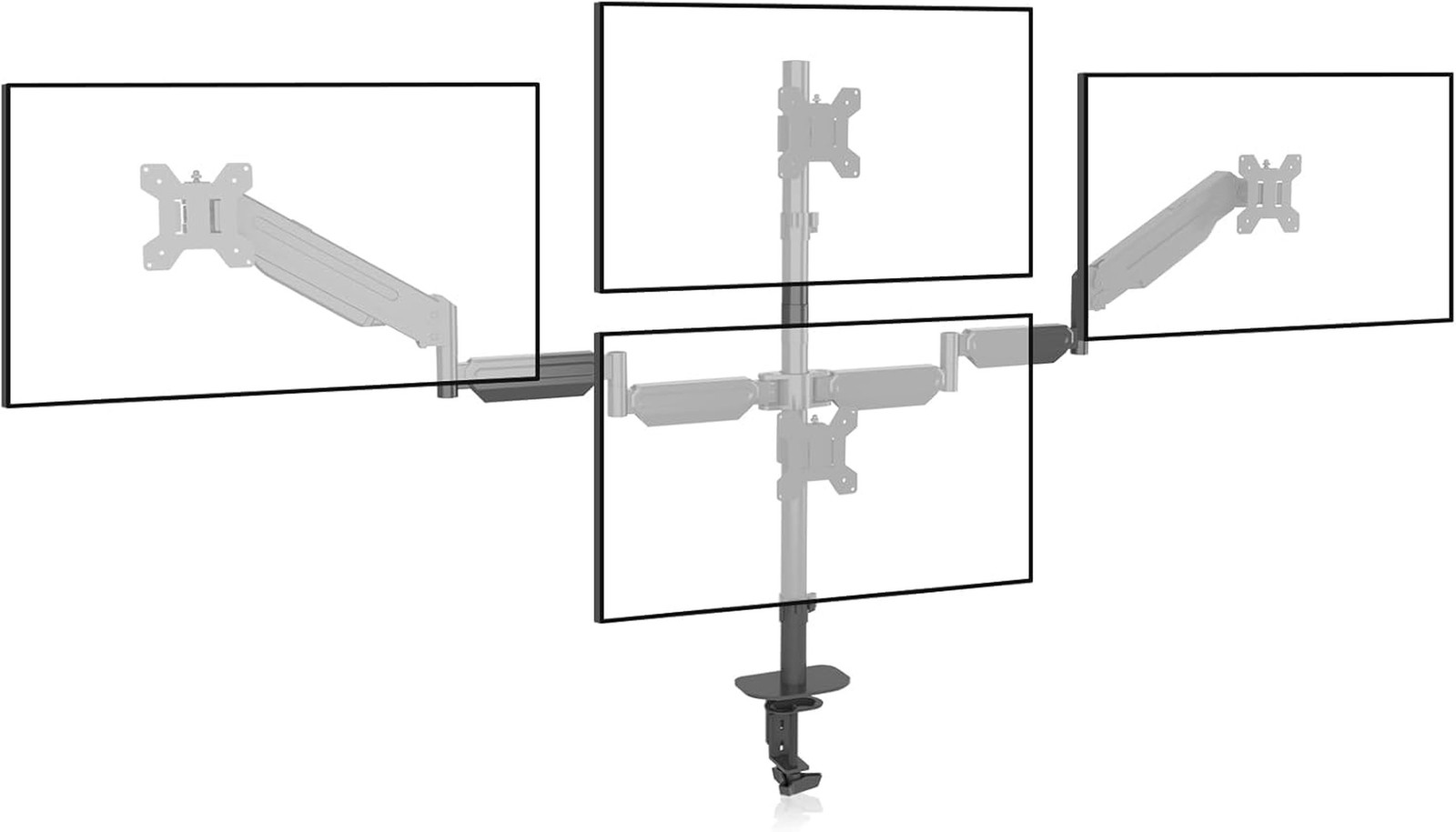 Pholiten Quad 4 Monitor Arm Desk Mount for Max 32 inch Screens, Gas Spring Ad...
