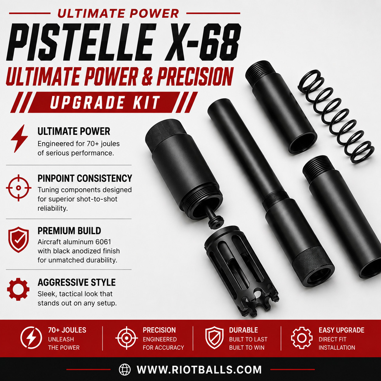 Pistelle X-68 150J+ Full Tuning Kit Barrel ASA Chamber Muzzle Brake Extensions