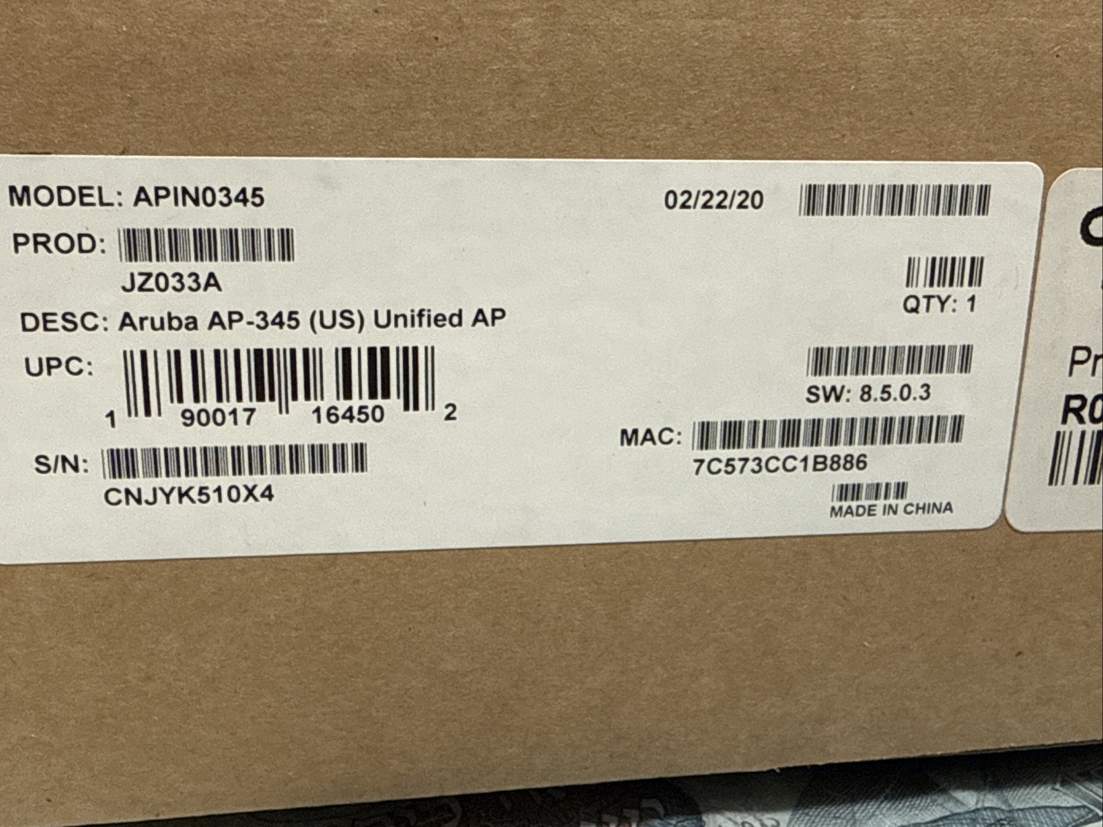 Aruba Networks APIN0345 AP-345-US Dual Radio Wireless Access Point