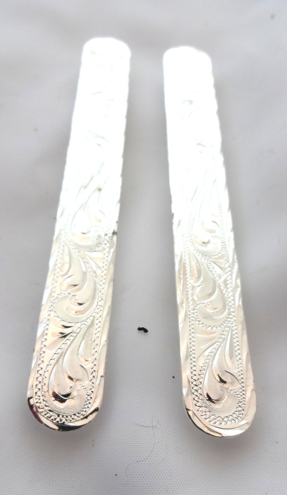 Pair Oklahoma Bars Headstall Hansen Western Gear Screw Back Silver Plate Horse