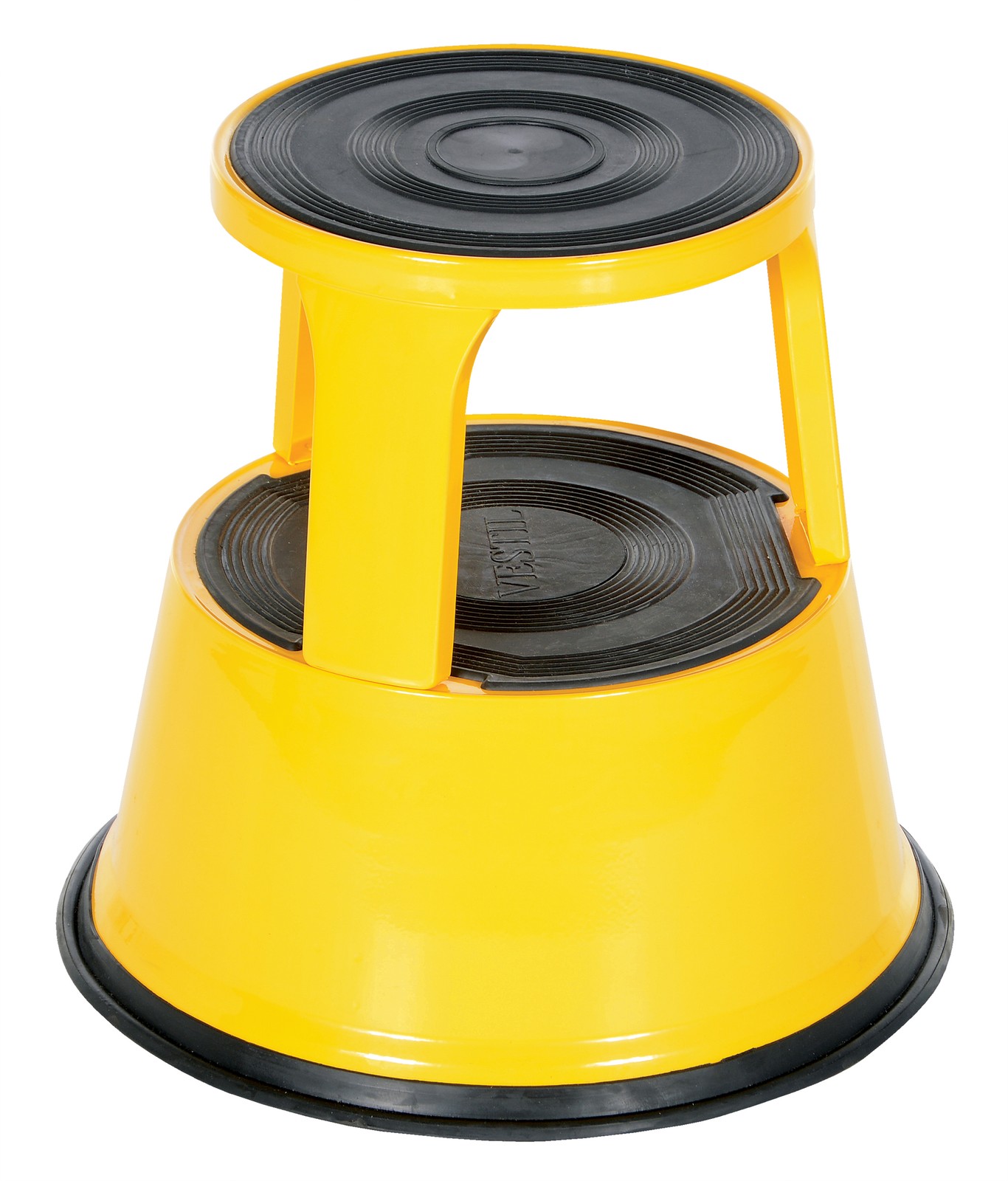 Vestil STEP-17-Y Steel Rolling Step Stool, 17-1/8"H, 500lb, Yellow