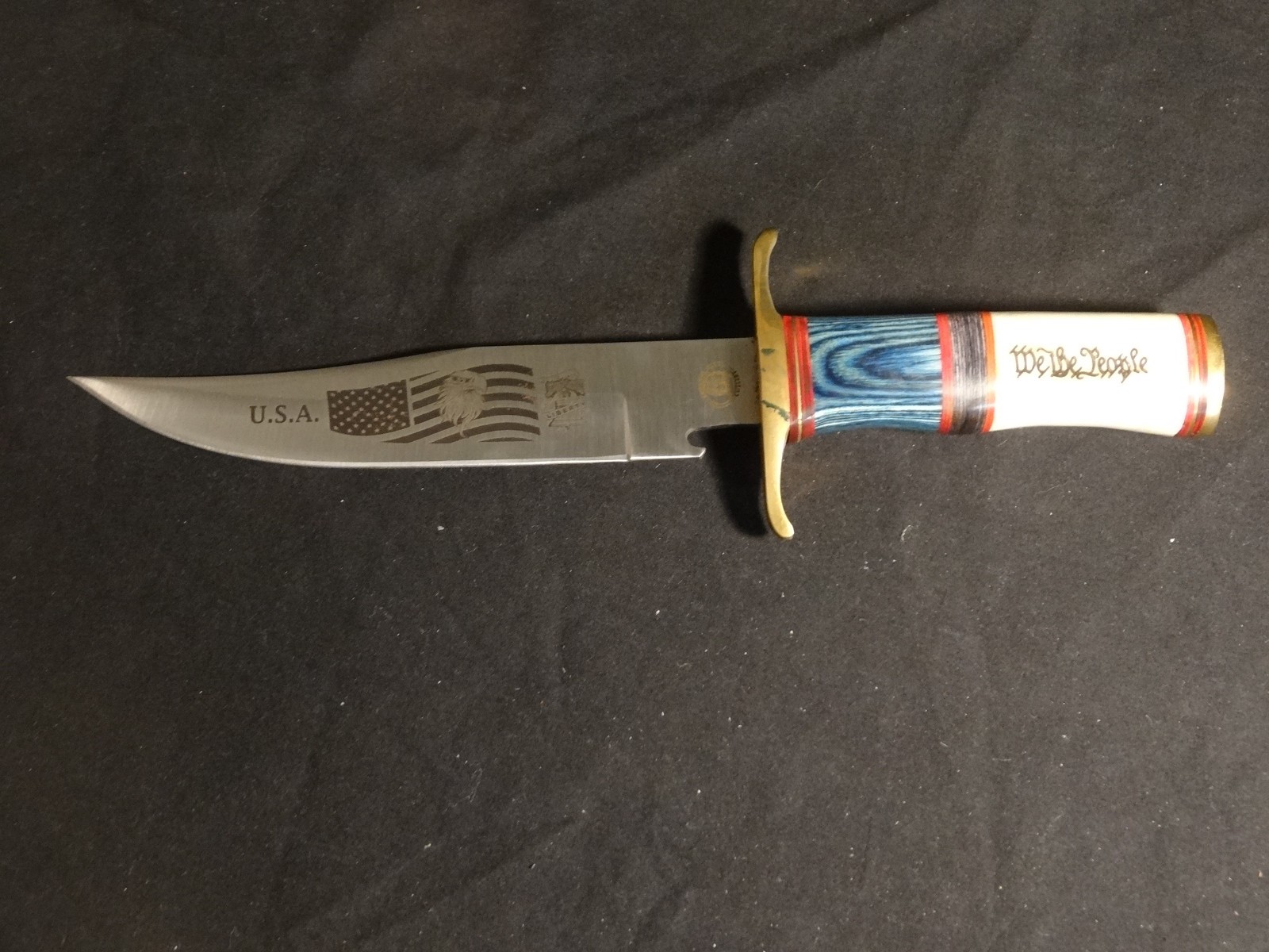 Chipaway GW-3705 BLP/B 12" Bone Handle Hunting Knife With Sheath USA Theme