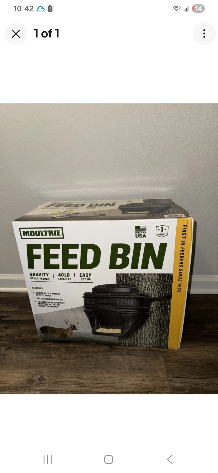 Moultrie 40lb. Feed Bin. - Easy Fill Gravity Feeder - 6 Gallon Capacity, Black