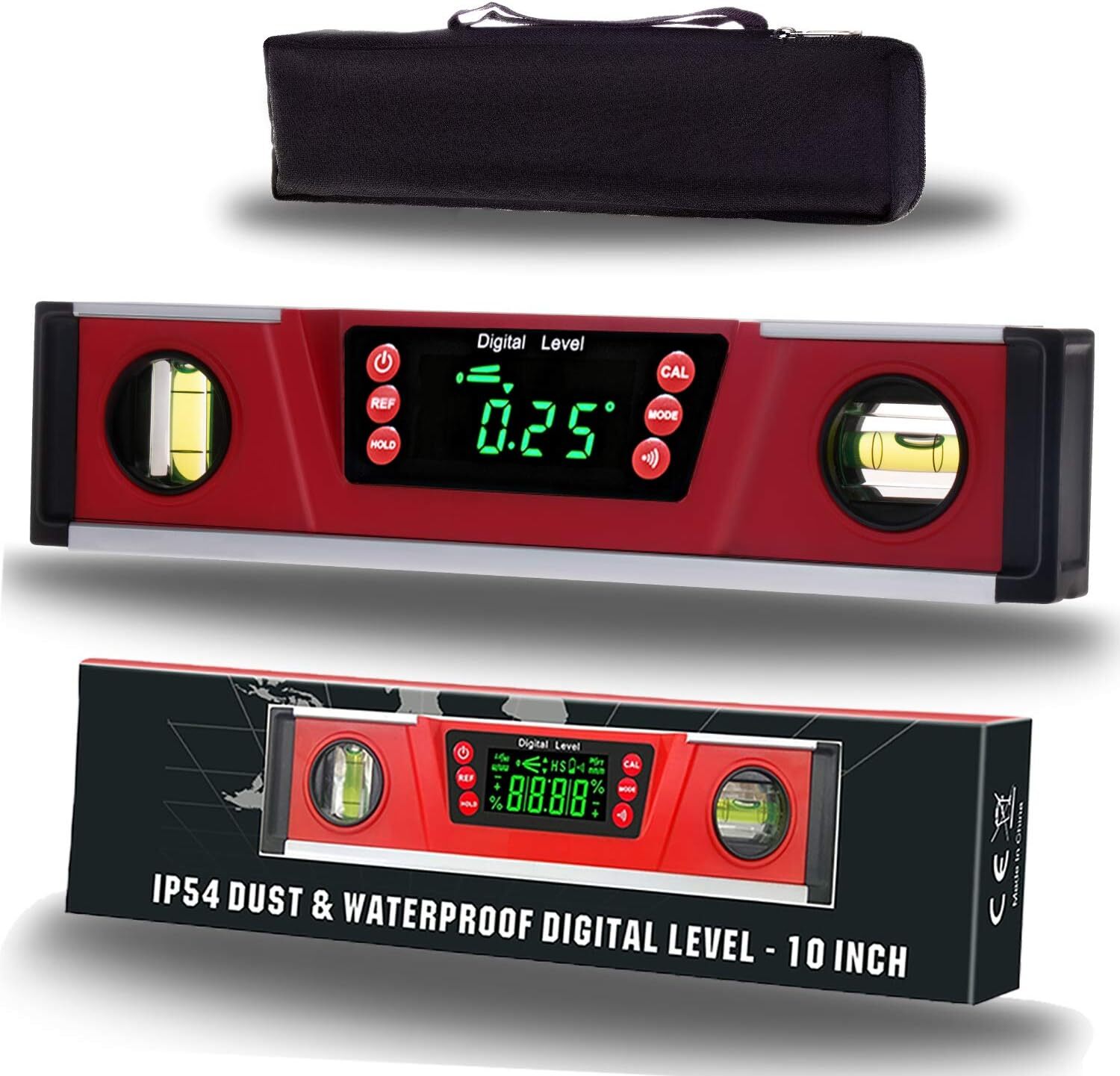 10-Inch Digital Torpedo Level and Protractor | Neodymium Magnets | Bright LED...