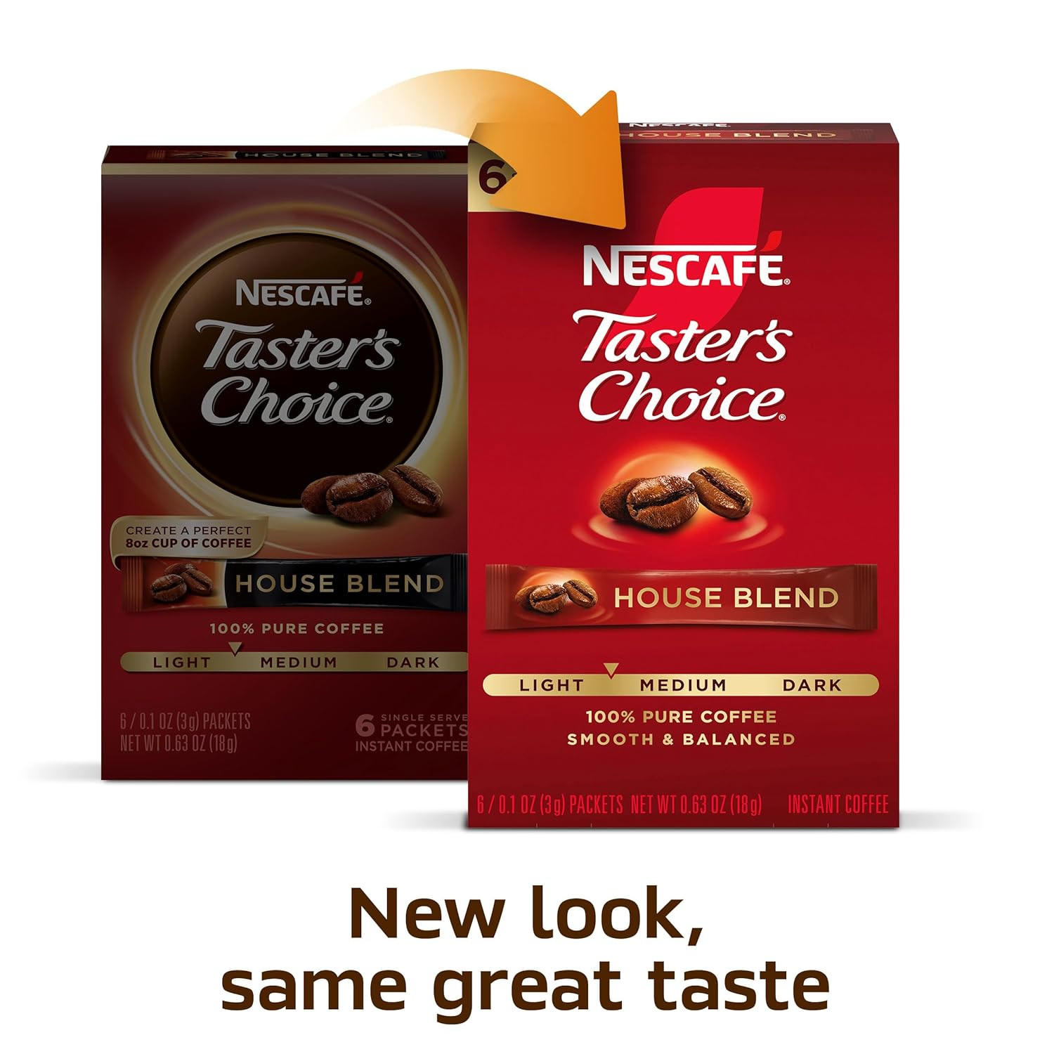 NESCAFÉ , Instant Coffee Packets, Light Medium Roast Coffee, House Blend, 12 Box