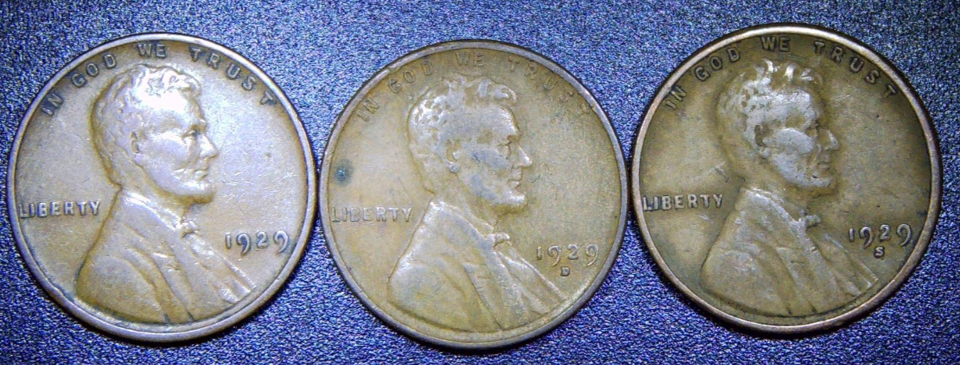 1929 PDS Lincoln Wheat Cent Set AVG Circ SKU 036