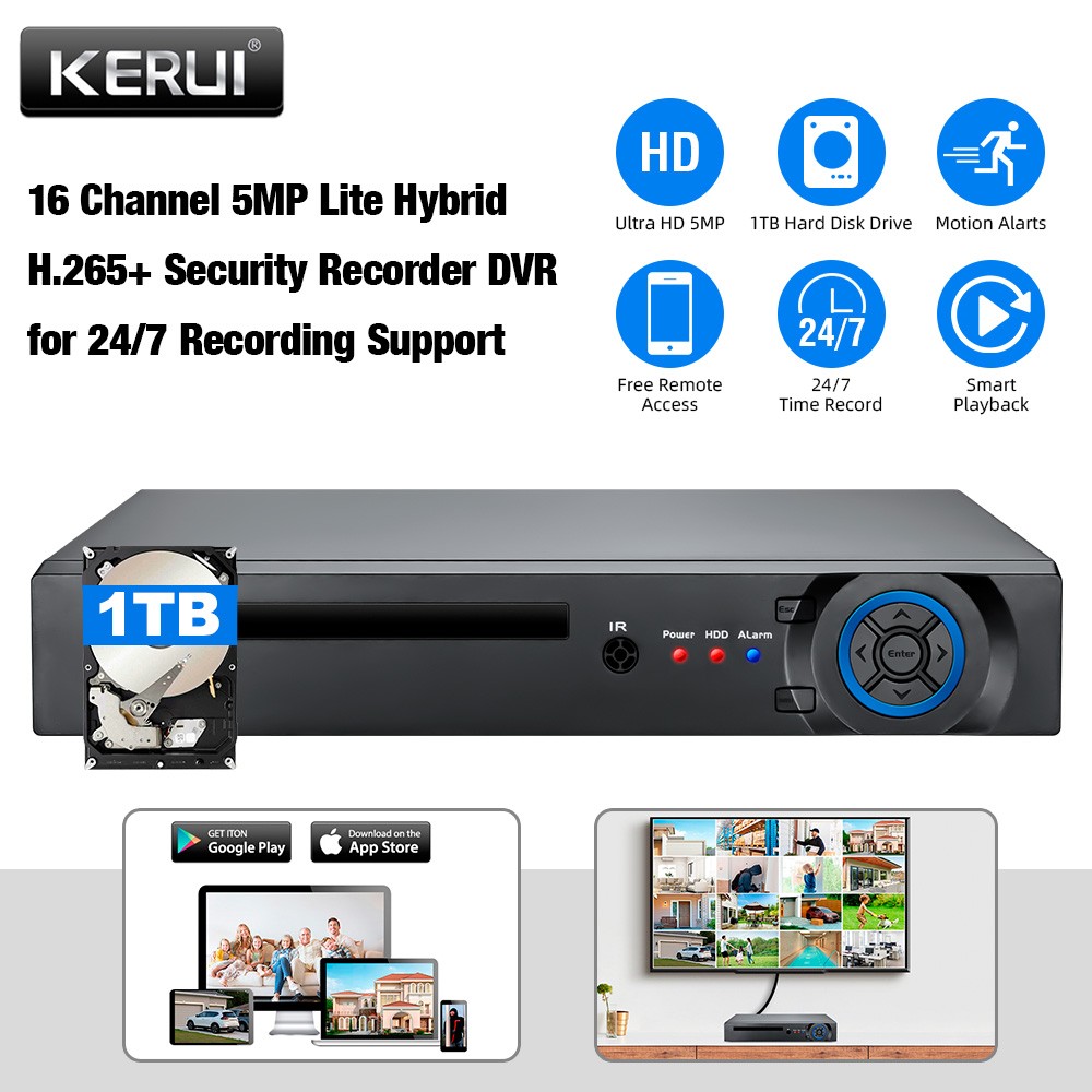 16 Channel Mobile Remote Access DVR Machine Preloaded 1TB Internal Storage HDD