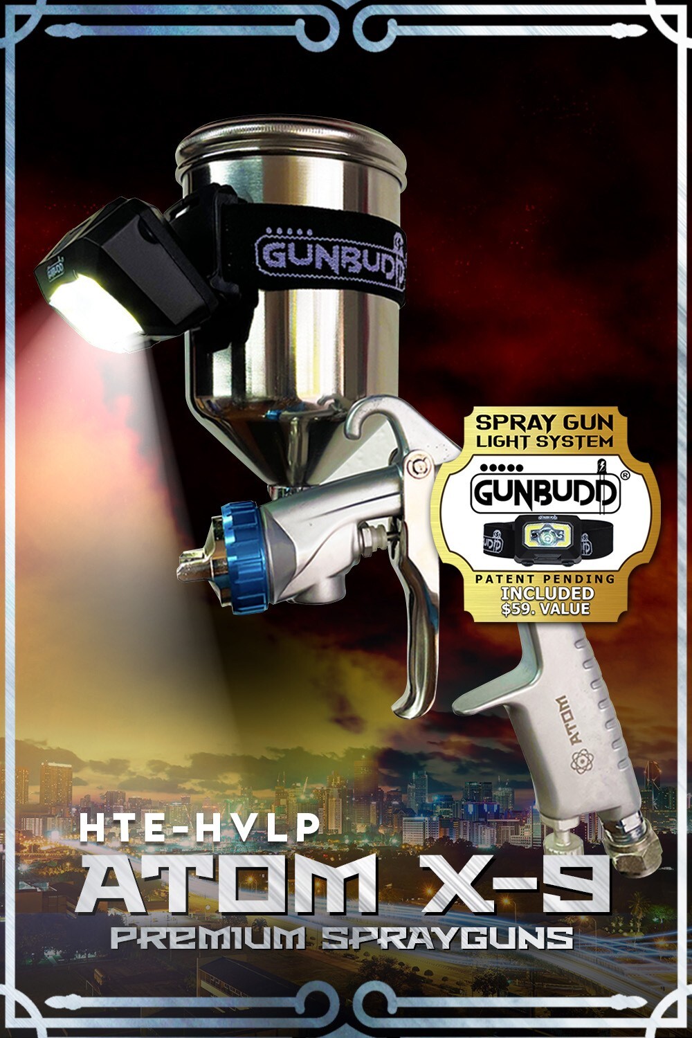 Atom Mini X9 HVLP Touch-Up Paint Gun – Auto Detail Tool + FREE GunBudd