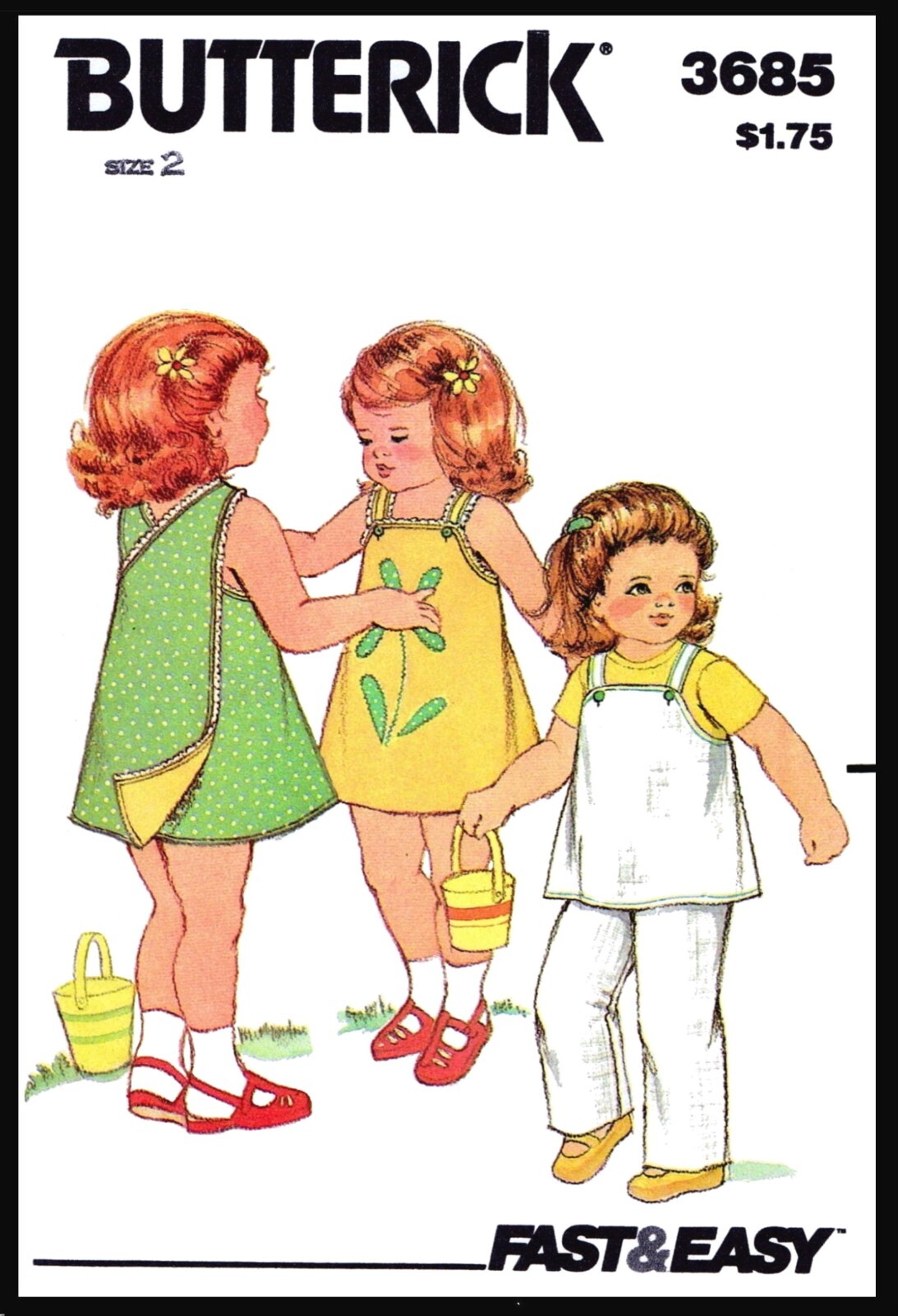 BUTTERICK 3685 Pattern Girl's Reversible Back Wrap Dress Frock w/ Pants PICK