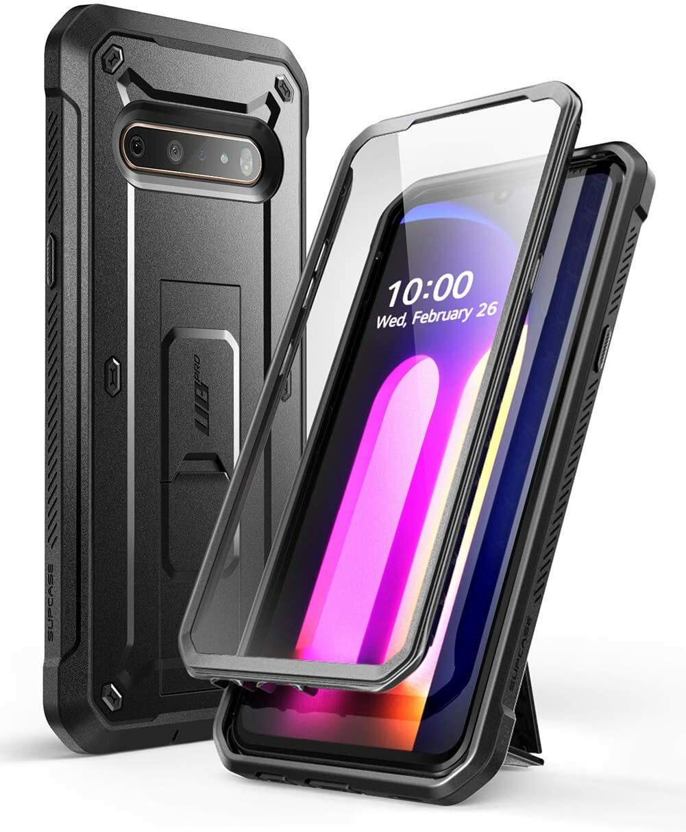 SUPCASE for LG V60 ThinQ, Full Body with Screen Case Holster Stand Cover BLACK