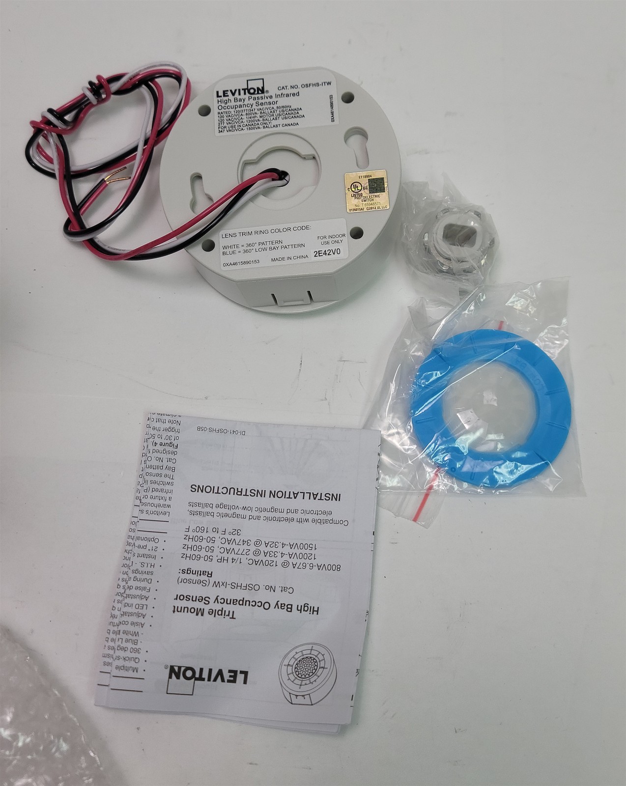 Leviton OSFHS-ITW White PIR Occupancy Sensor High Bay Surface/Flush Mount