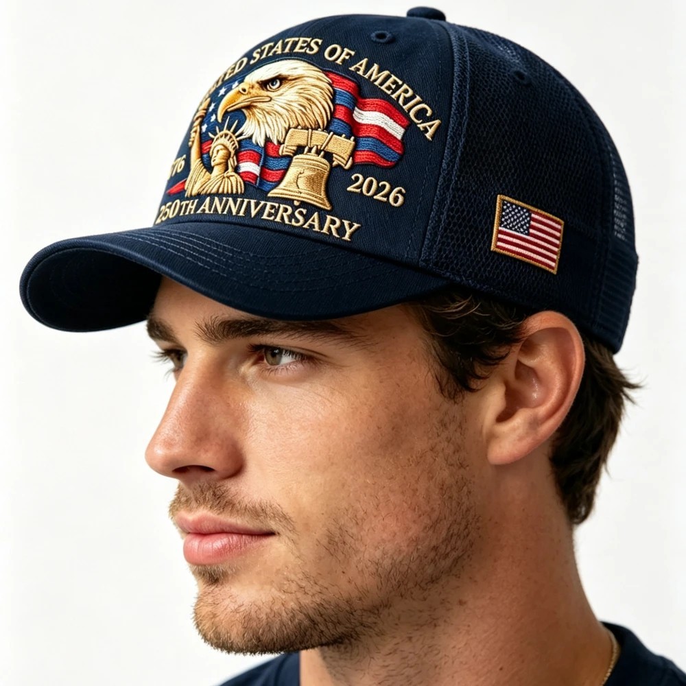 American 250th Anniversary Eagle Print Baseball Cap Unisex Adjustable Mesh Cap