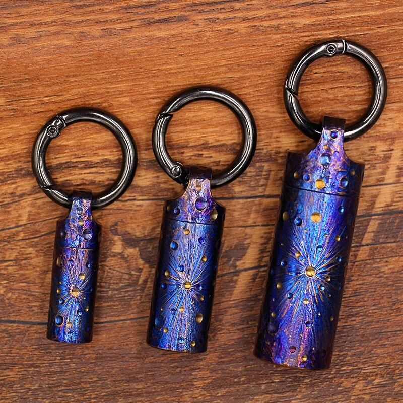 Titanium Waterproof Charm Pendant Pill Storage Container EDC Outdoor Travel Tool