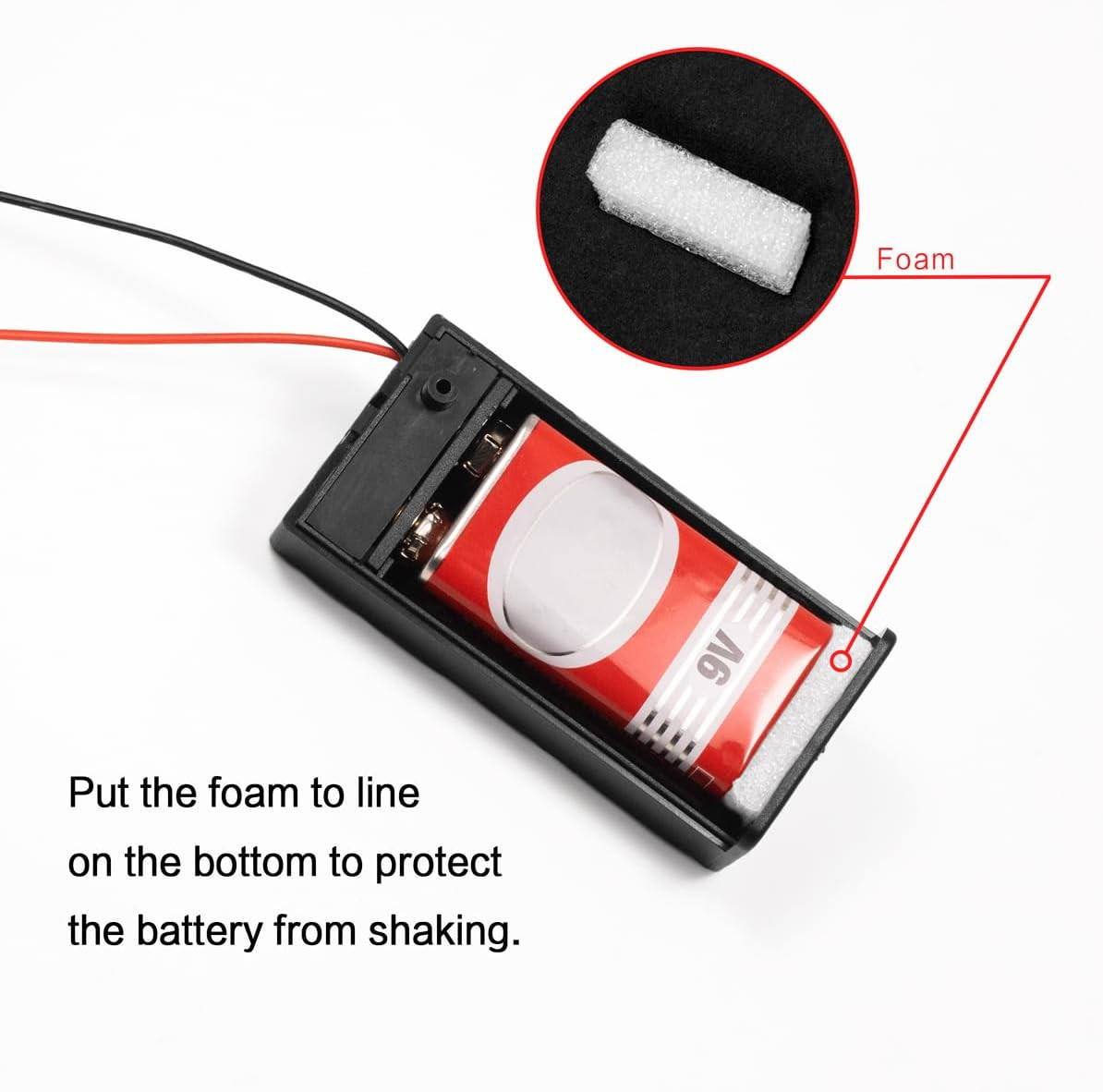 (Pack of 5 9V Battery Holder, 9 Volt Battery Holder with Switch, 9V Battery Case