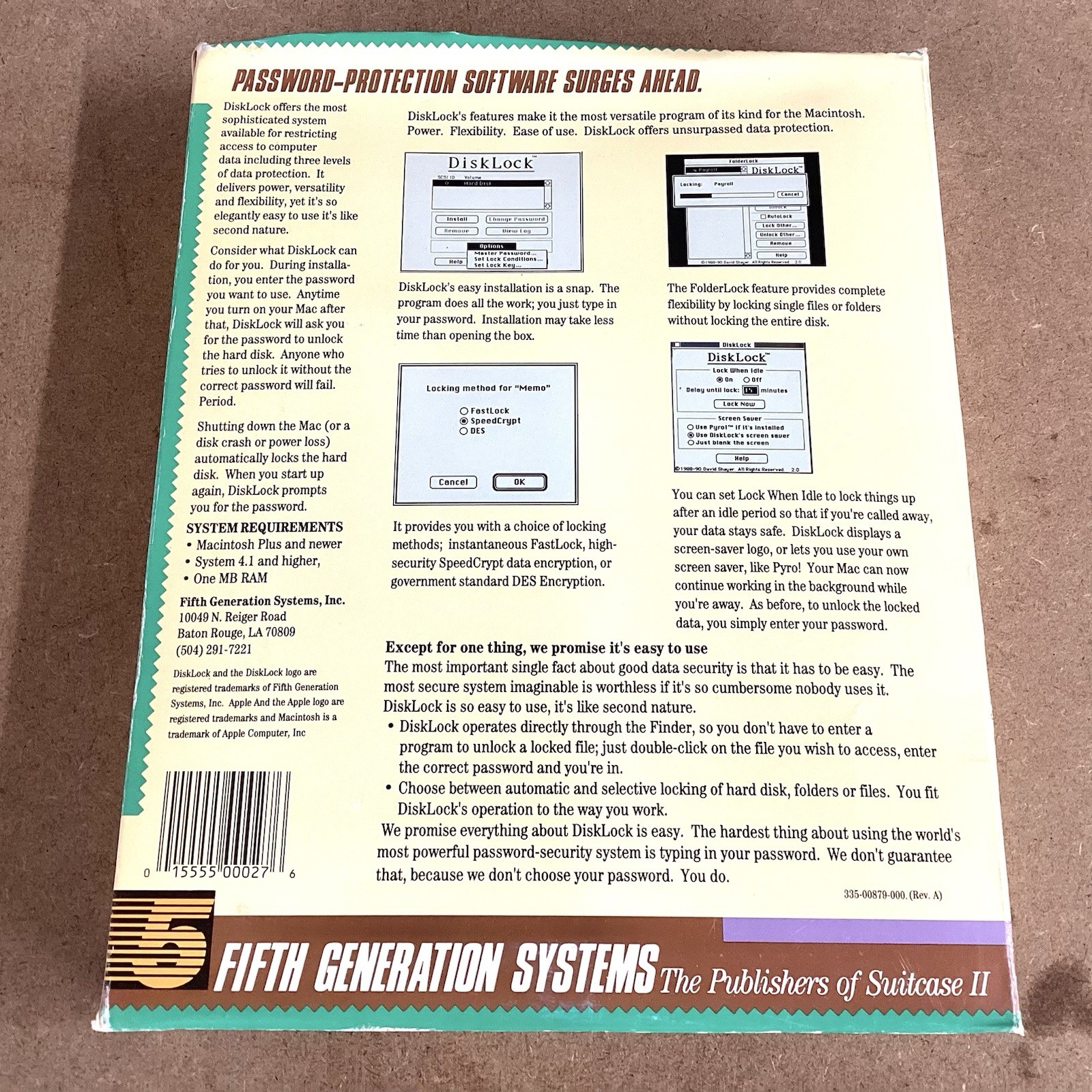 Fifth Generation Systems Security Software Program Disklock