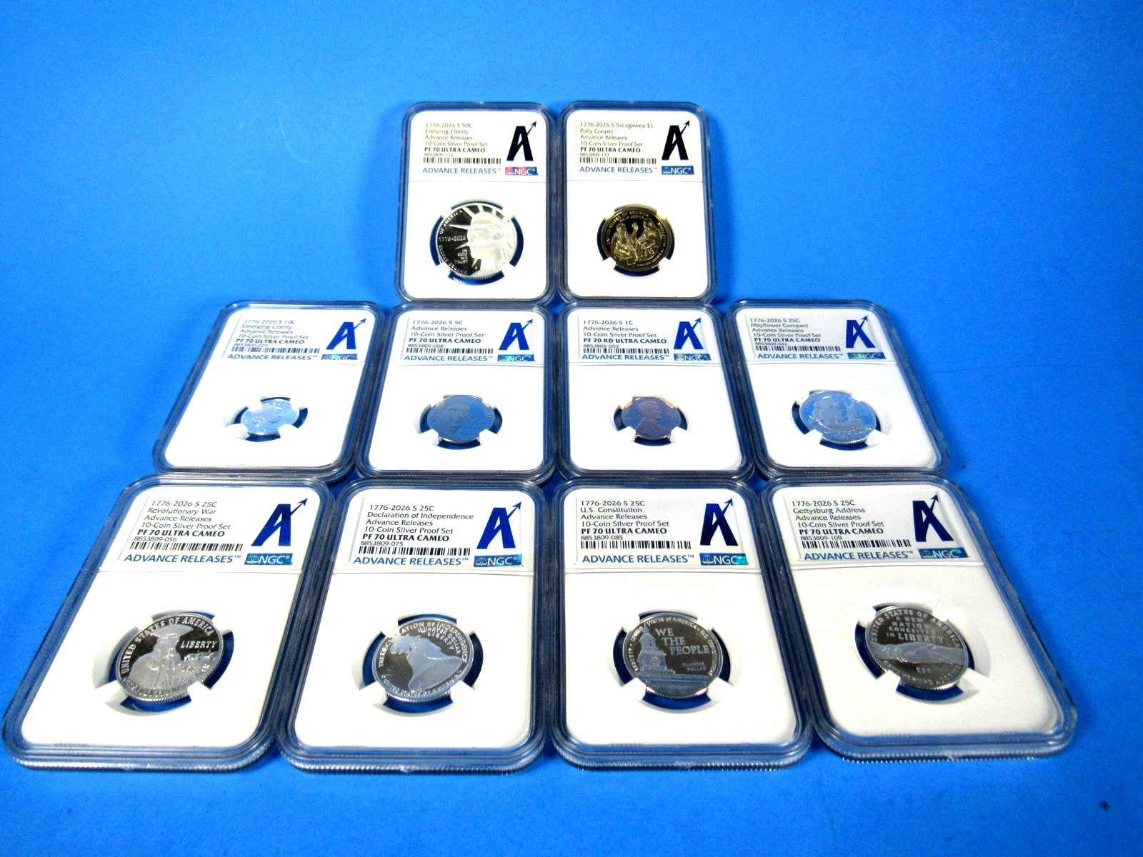 1776-2026 S, 10-Coin  Silver Proof Set NGC Pf 70 UCam  Advance Releases, AR Lab.