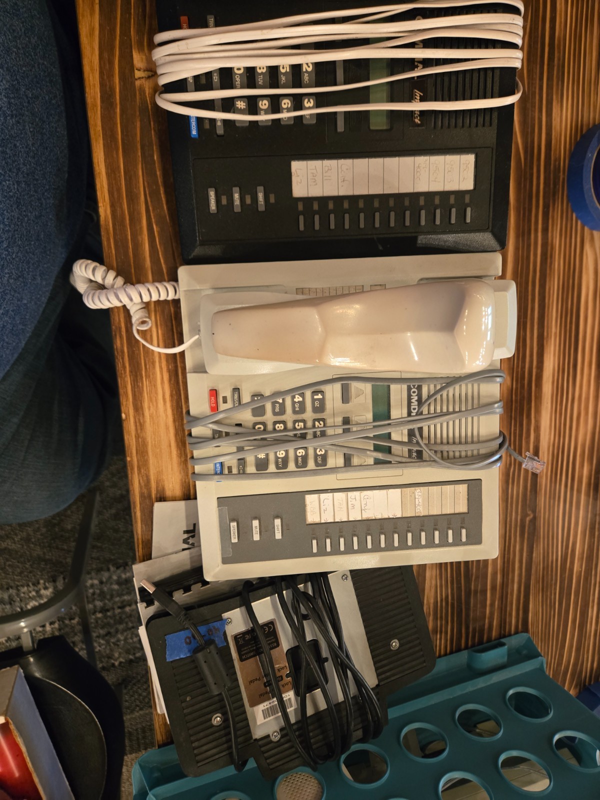 5 comdial conference phones with answering machine and foot pedal dictation(GF)