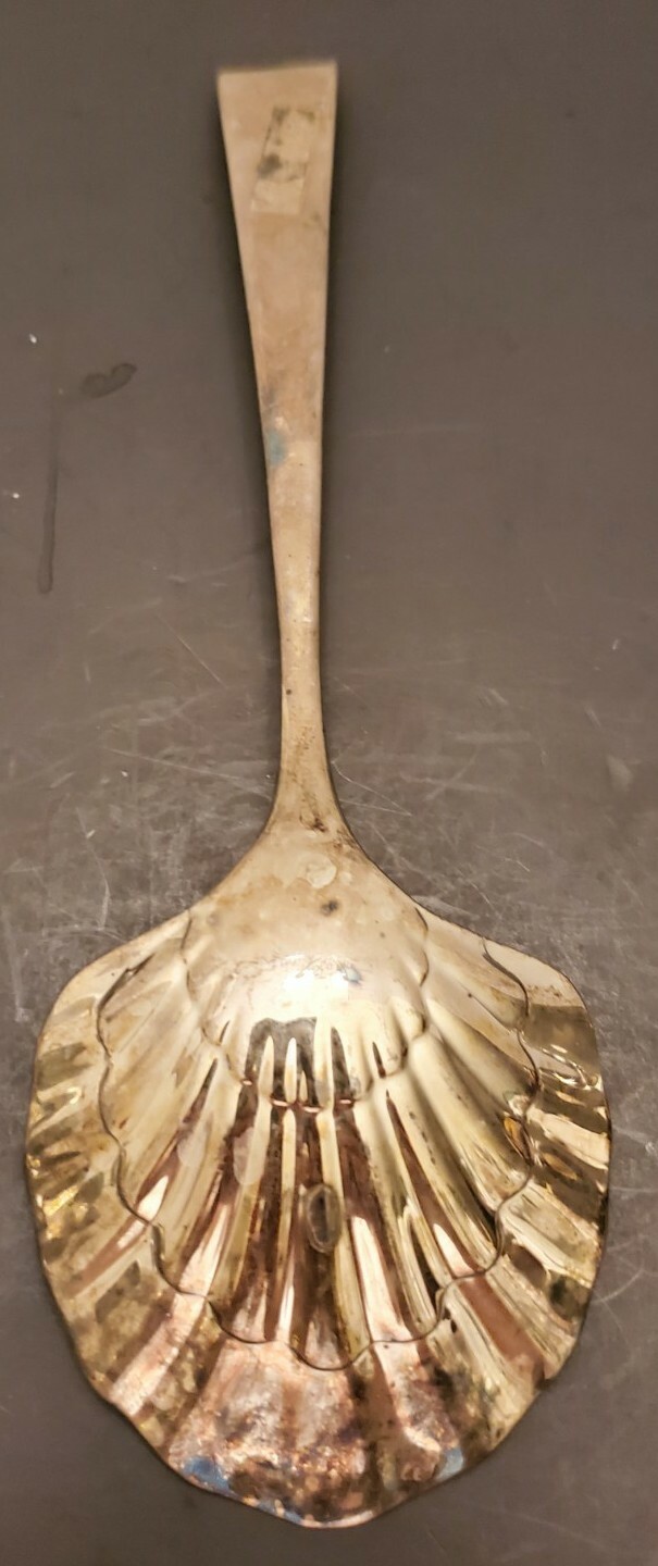 Shell Pattern Serving Spoon Utensil Flatware 9"