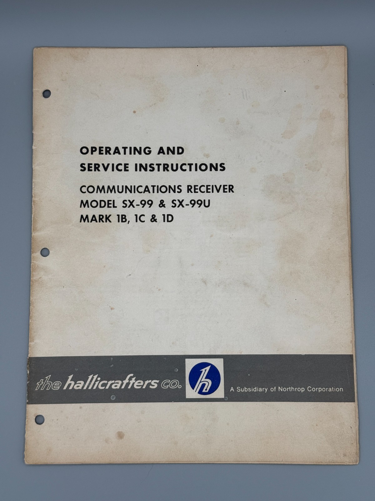 Original Hallicrafters SX-99 SX-99U Operation and Service Instruction Manual