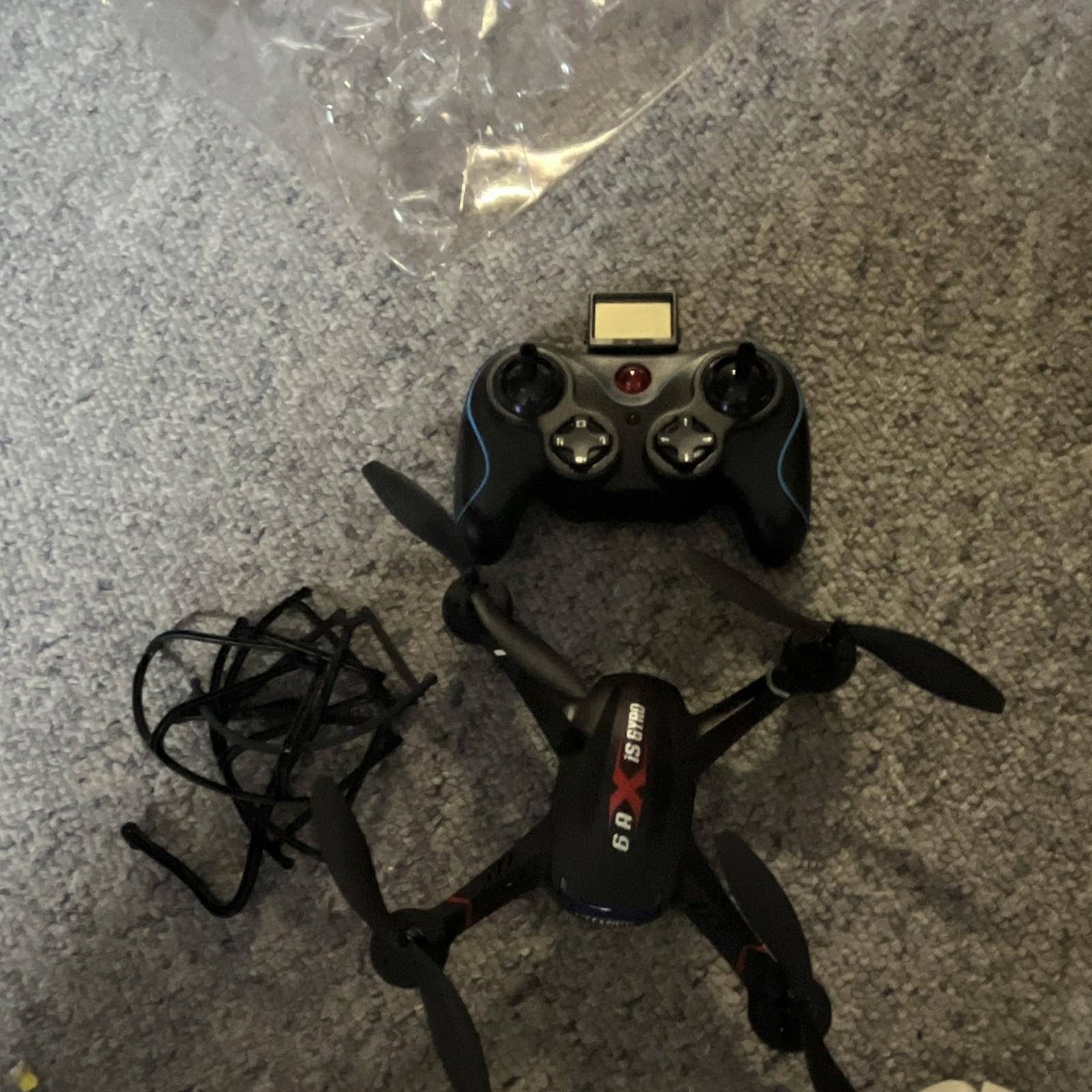 6 Axis Gyro RC Quadcopter Drone w/ Remote, Prop Guards, Black, 65ft working