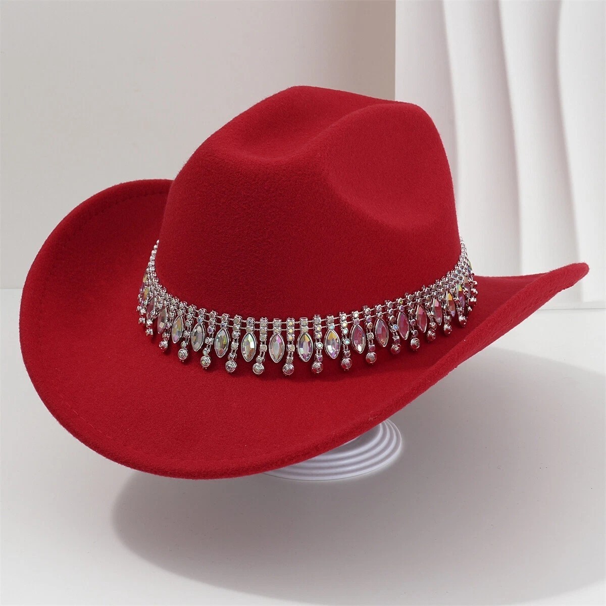 Red Cowboy Hat Rhinestone Band Western Rodeo Country Music Festival Party