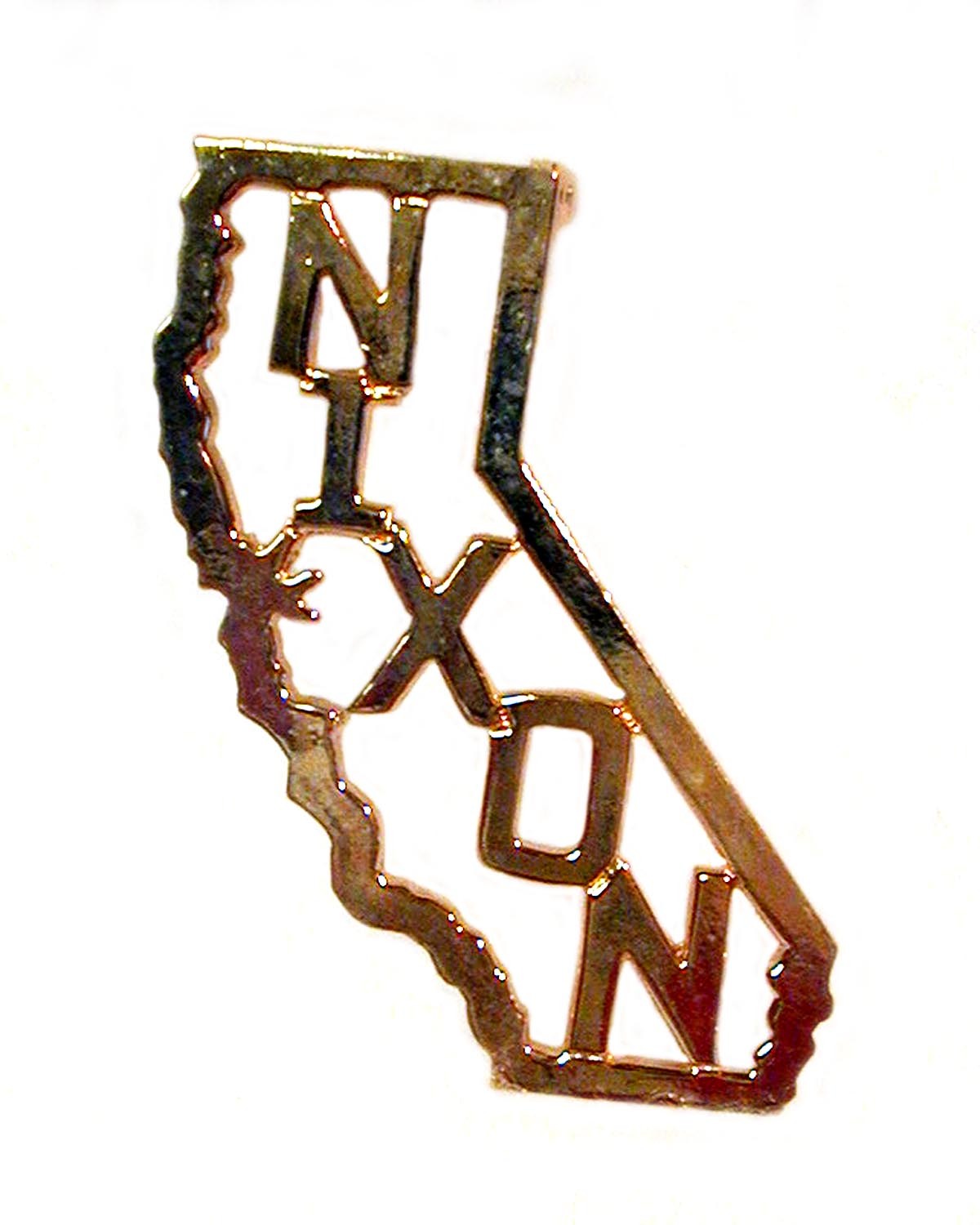 Vintage NIXON Pin CALIFORNIA Gold Plated 2-1/4" UNUSED