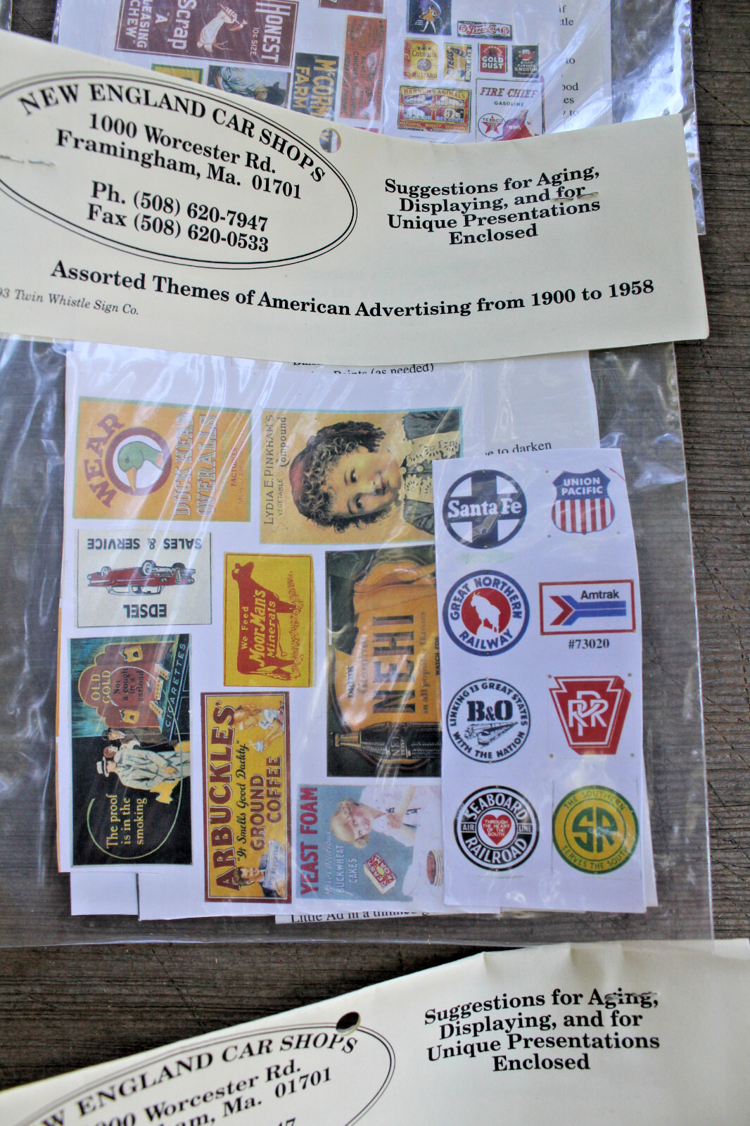 9 Packs of Vintage Little Ads Posters & Billboards for O Scale