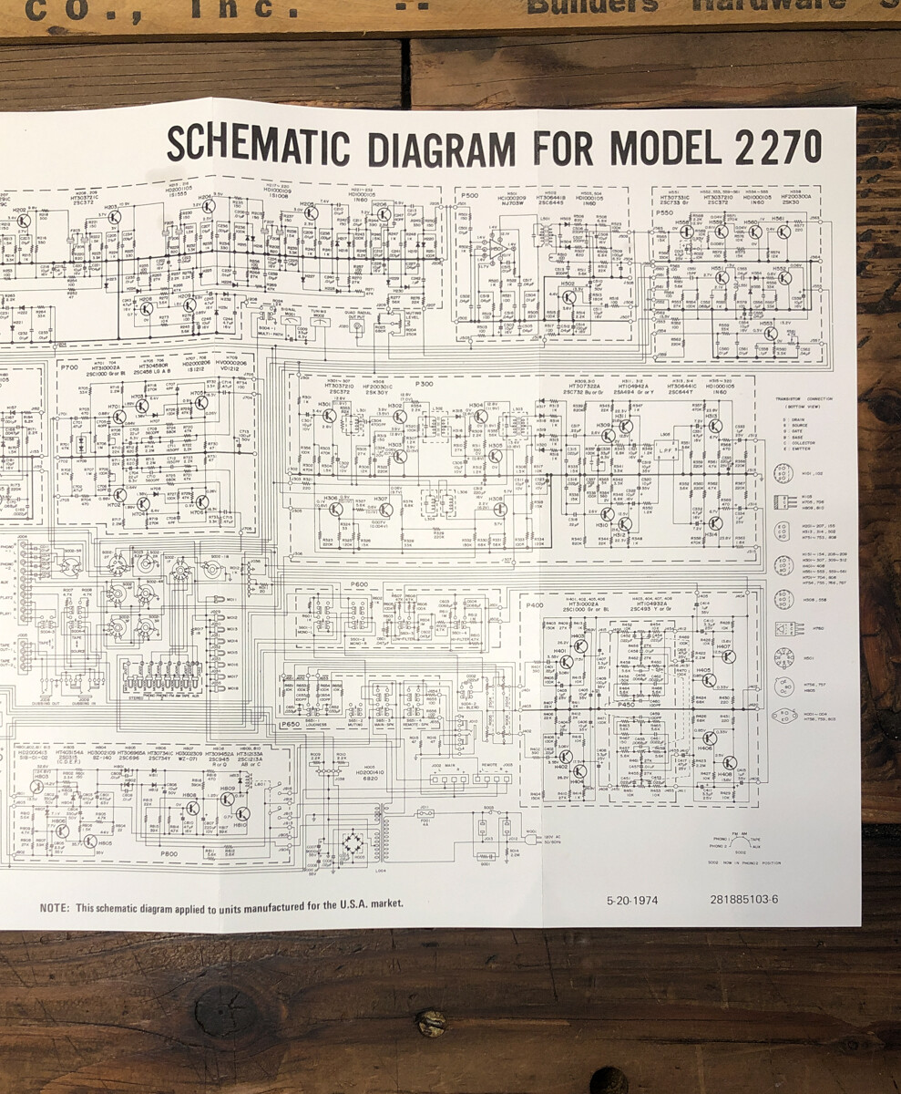 Maranz Model 2270 Receiver  Fold Out Schematic *Original*