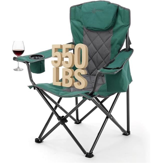 Arrowhead Outdoor KKS0274U Foldable Camping Chair with Armrest Forest Green