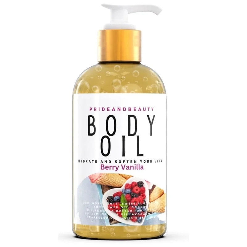 Body Oil, Berry Vanilla Scent, after Shower Moisturizer, Radiant Skin, Natural O