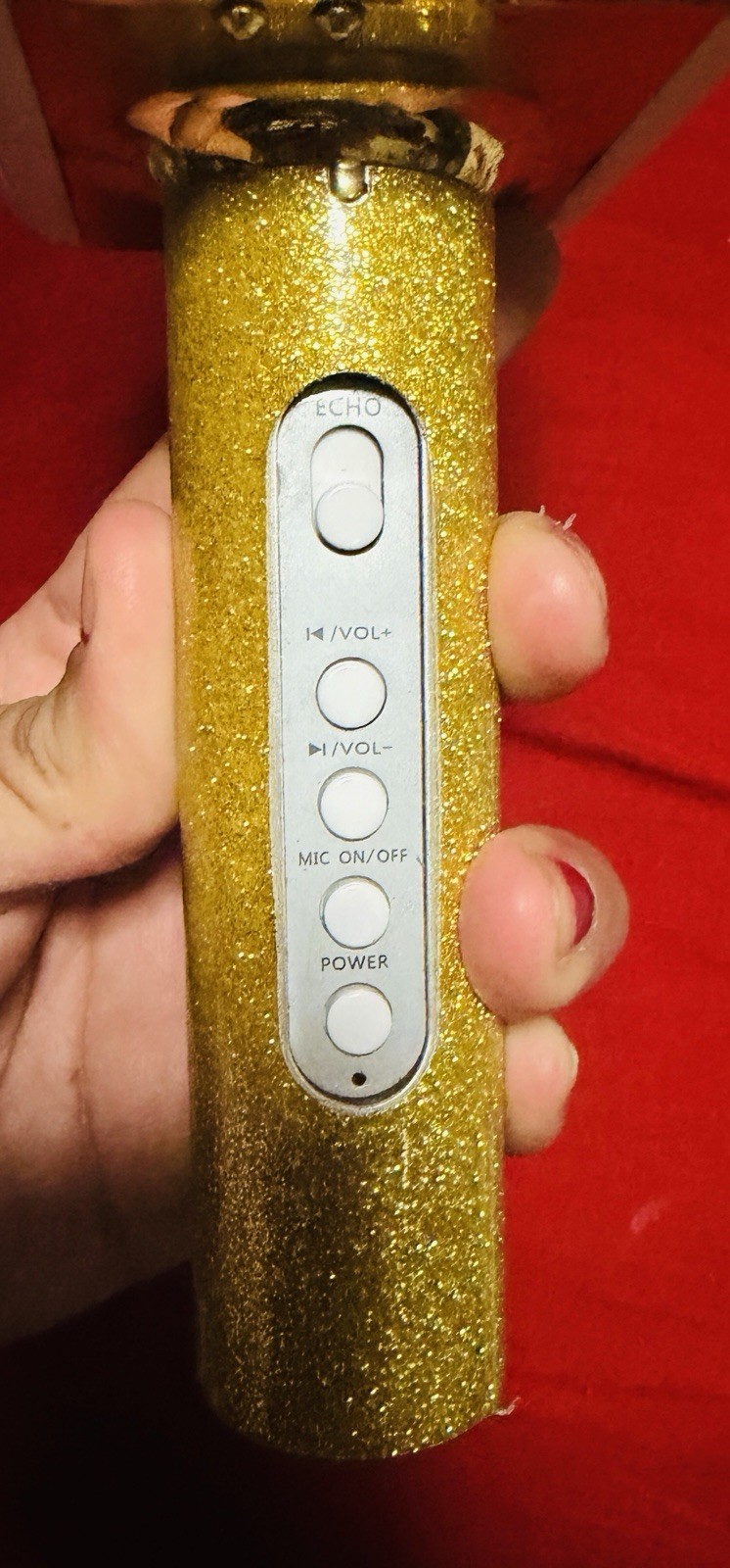 Pop Solo Gold Wireless Karaoke Microphone USB Echo Volume Controls Handheld